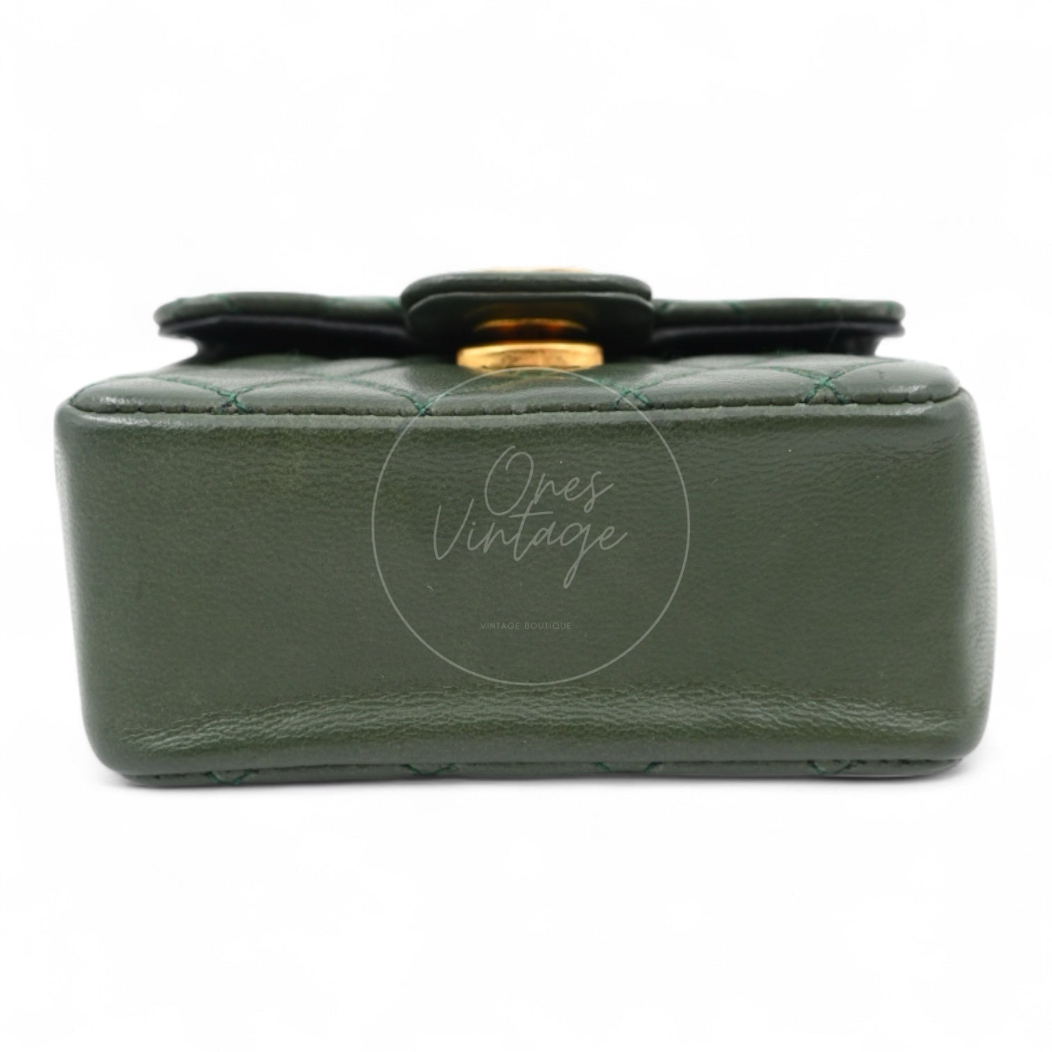 [Pre-owned] Chanel CC Micro Mini Green Flap Bag Charm