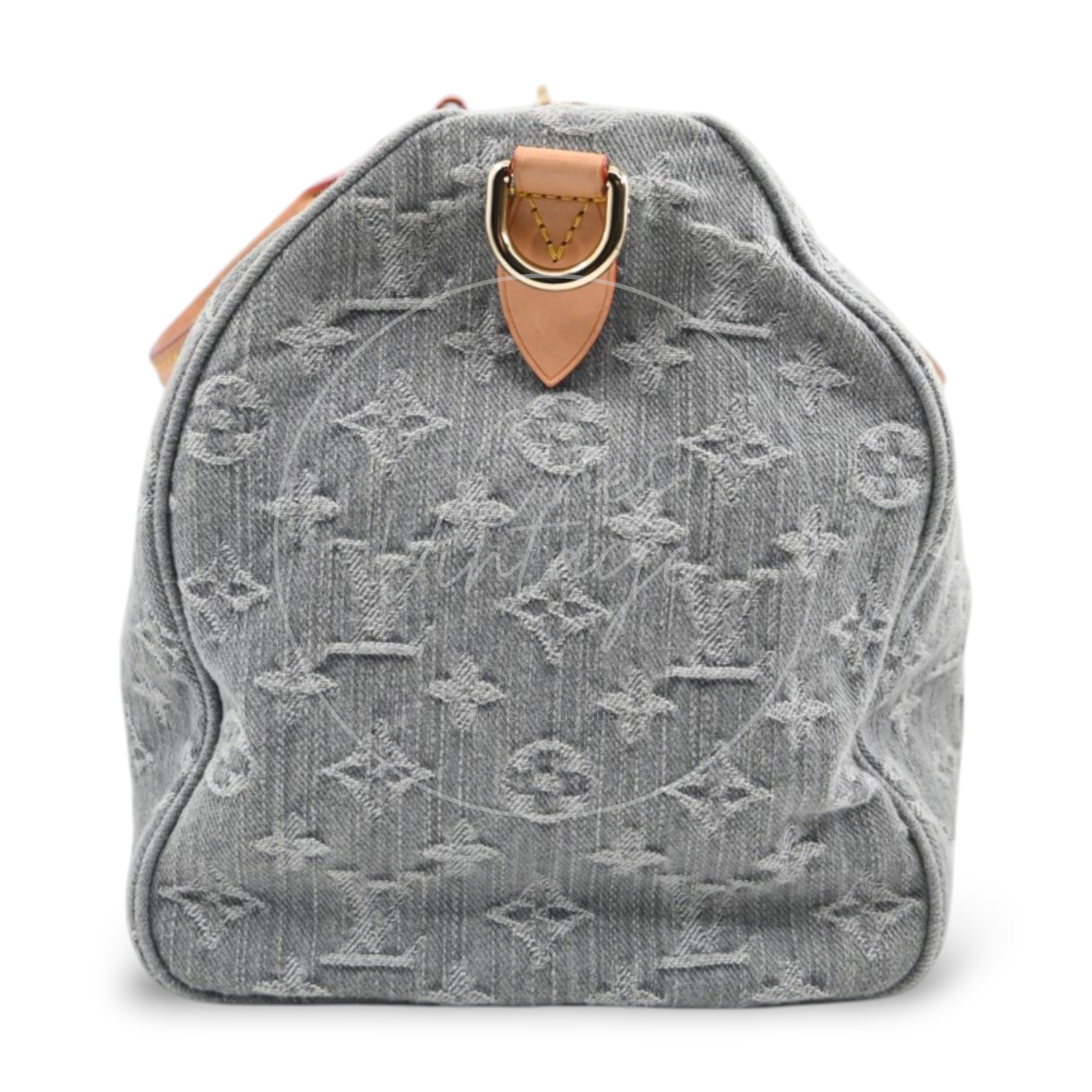 [Pre-owned] Louis Vuitton Monogram Denim Speedy Soft 30 Washed Gray