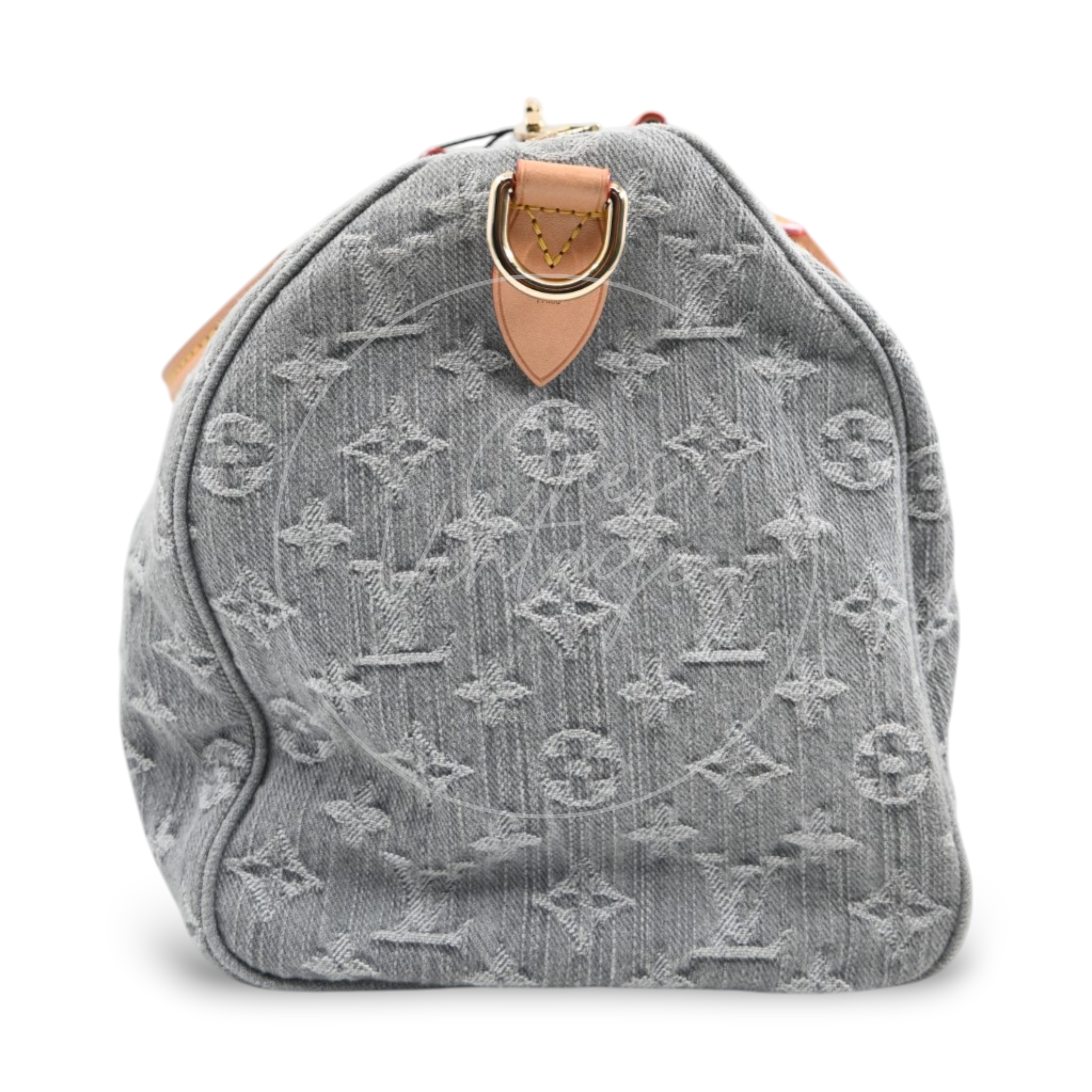 [Pre-owned] Louis Vuitton Monogram Denim Speedy Soft 30 Washed Gray