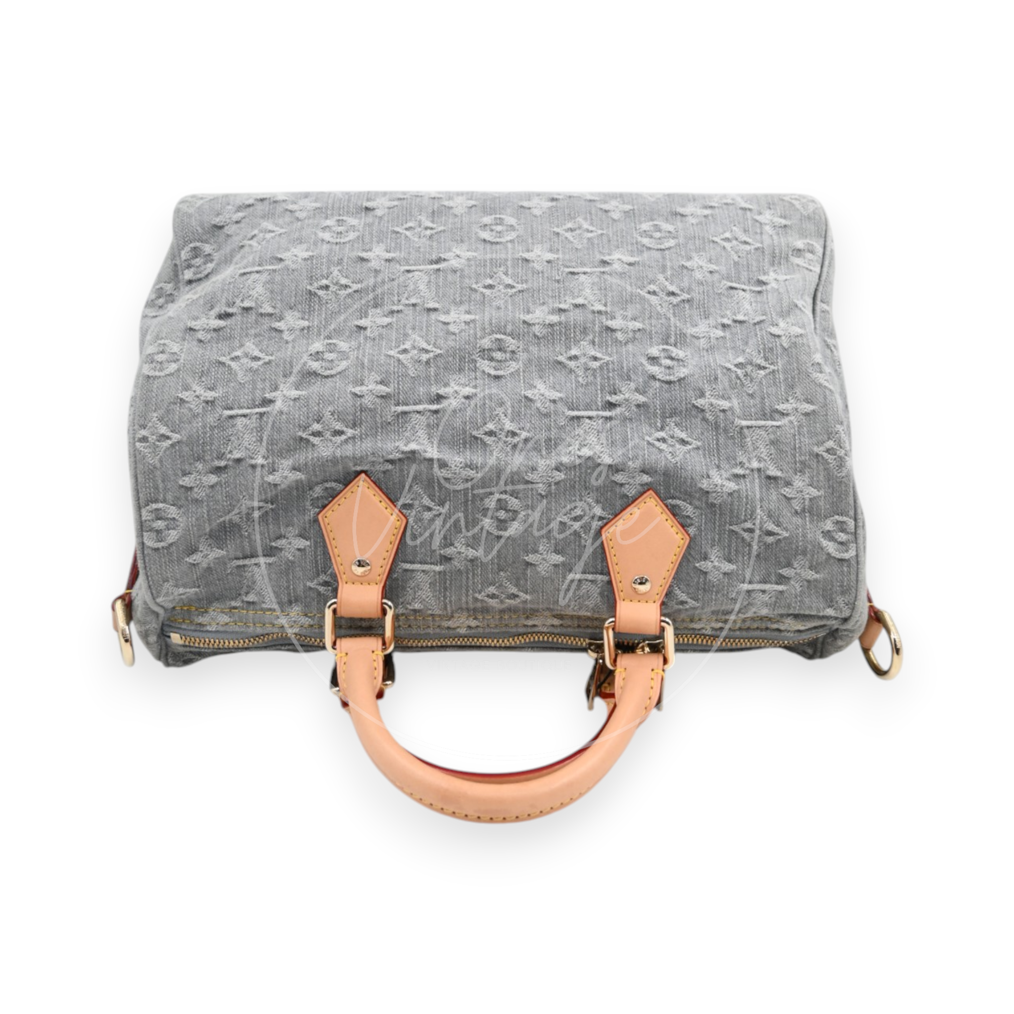 [Pre-owned] Louis Vuitton Monogram Denim Speedy Soft 30 Washed Gray