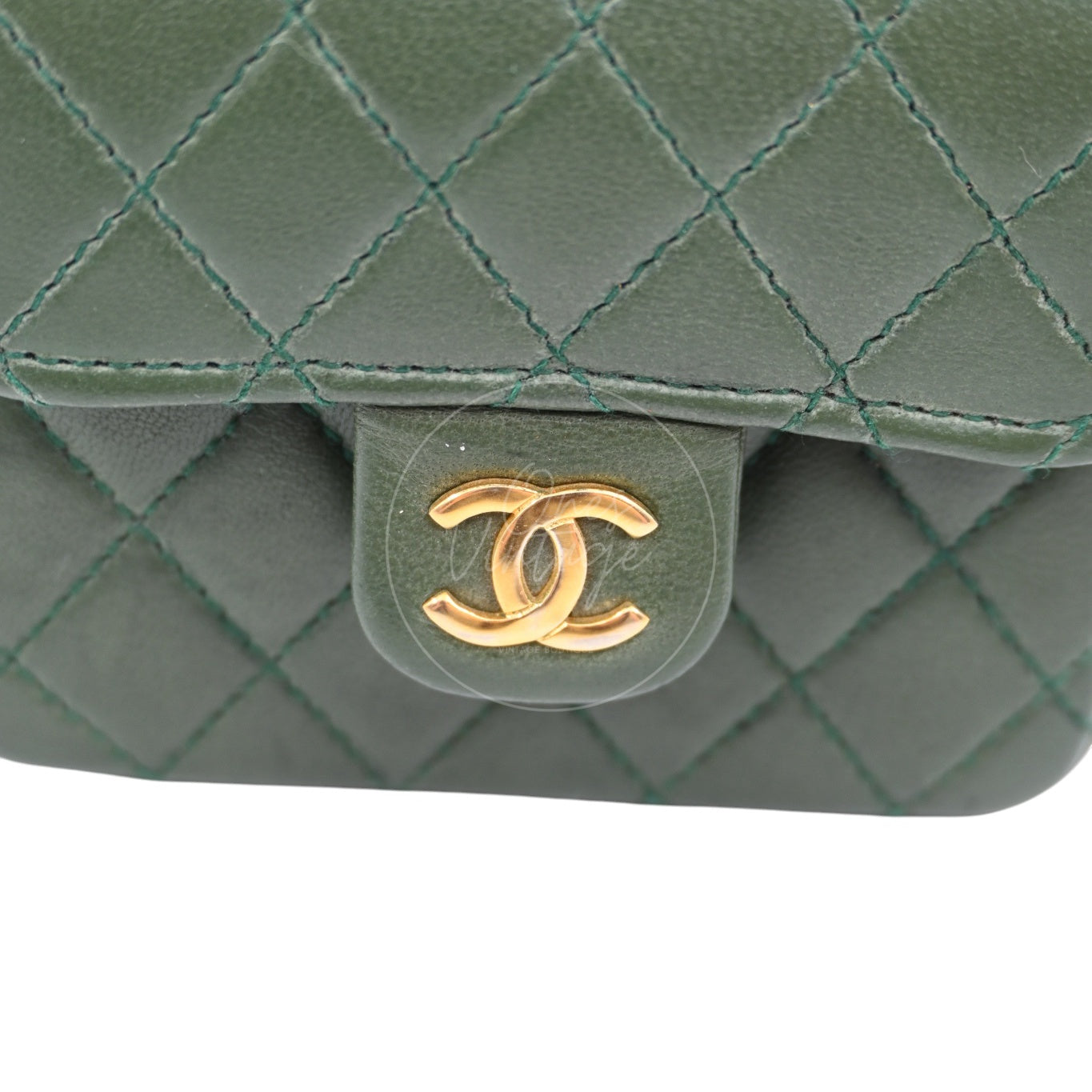 [Pre-owned] Chanel CC Micro Mini Green Flap Bag Charm