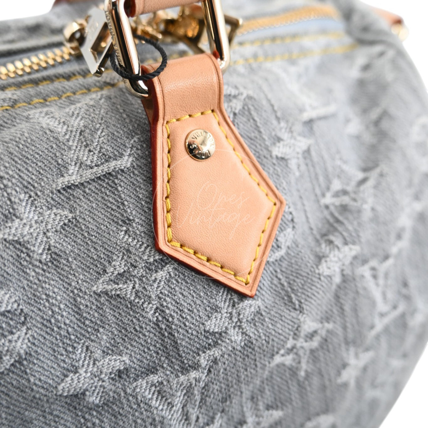 [Pre-owned] Louis Vuitton Monogram Denim Speedy Soft 30 Washed Gray