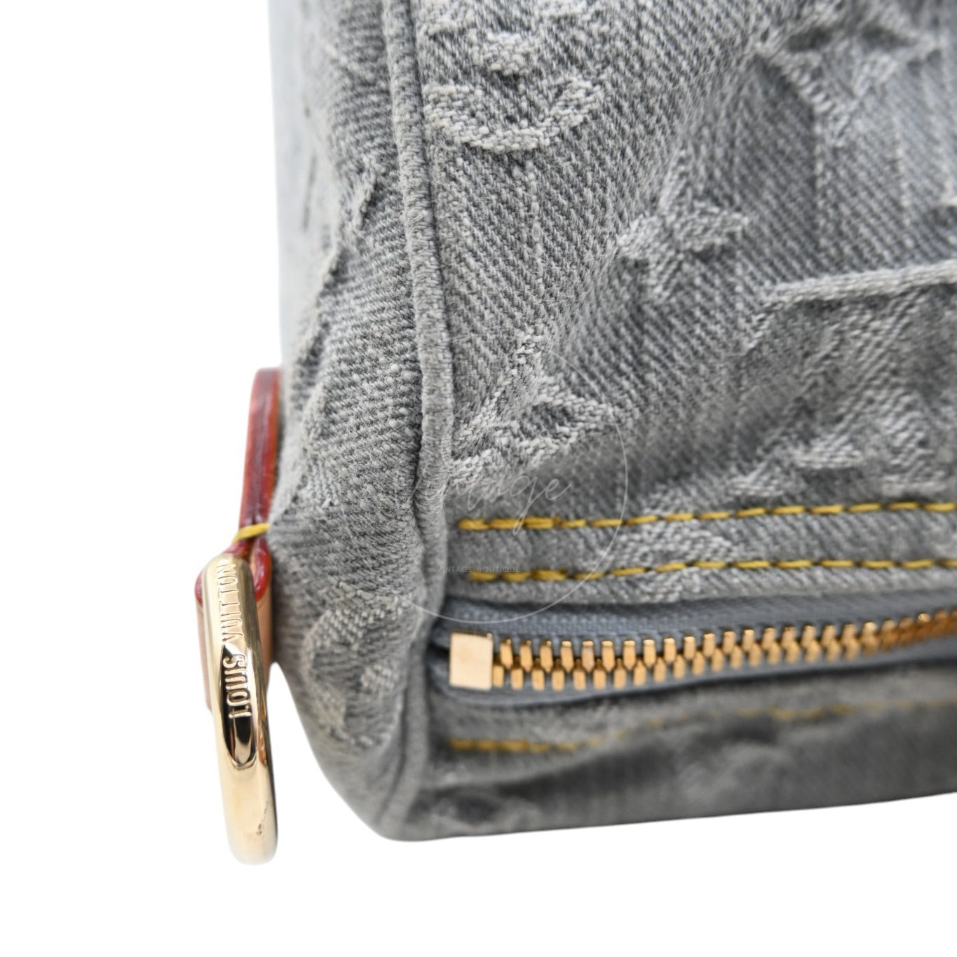 [Pre-owned] Louis Vuitton Monogram Denim Speedy Soft 30 Washed Gray