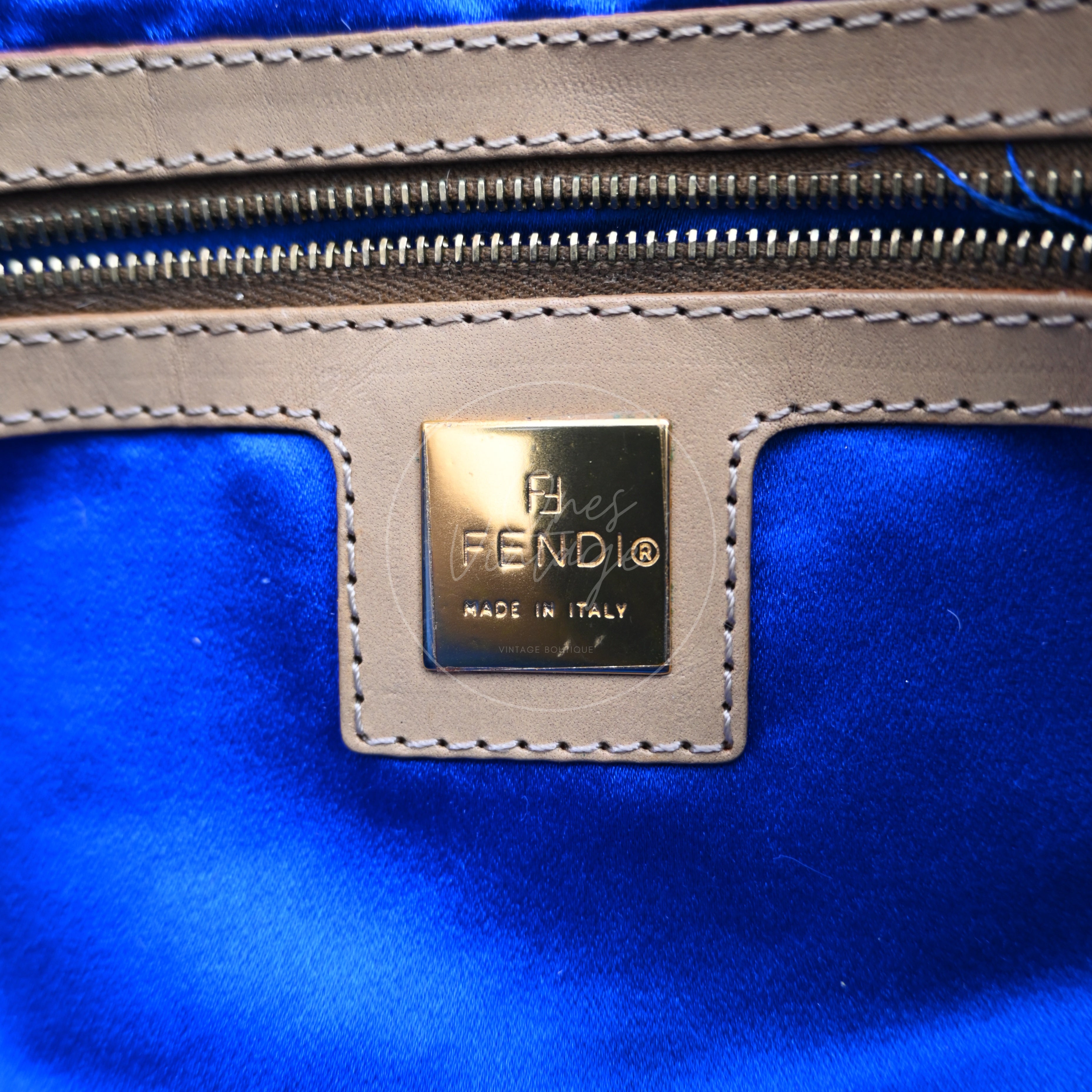 [Pre-owned] Fendi Brown & Gold Pony Hair Baguette Shoulder Bag