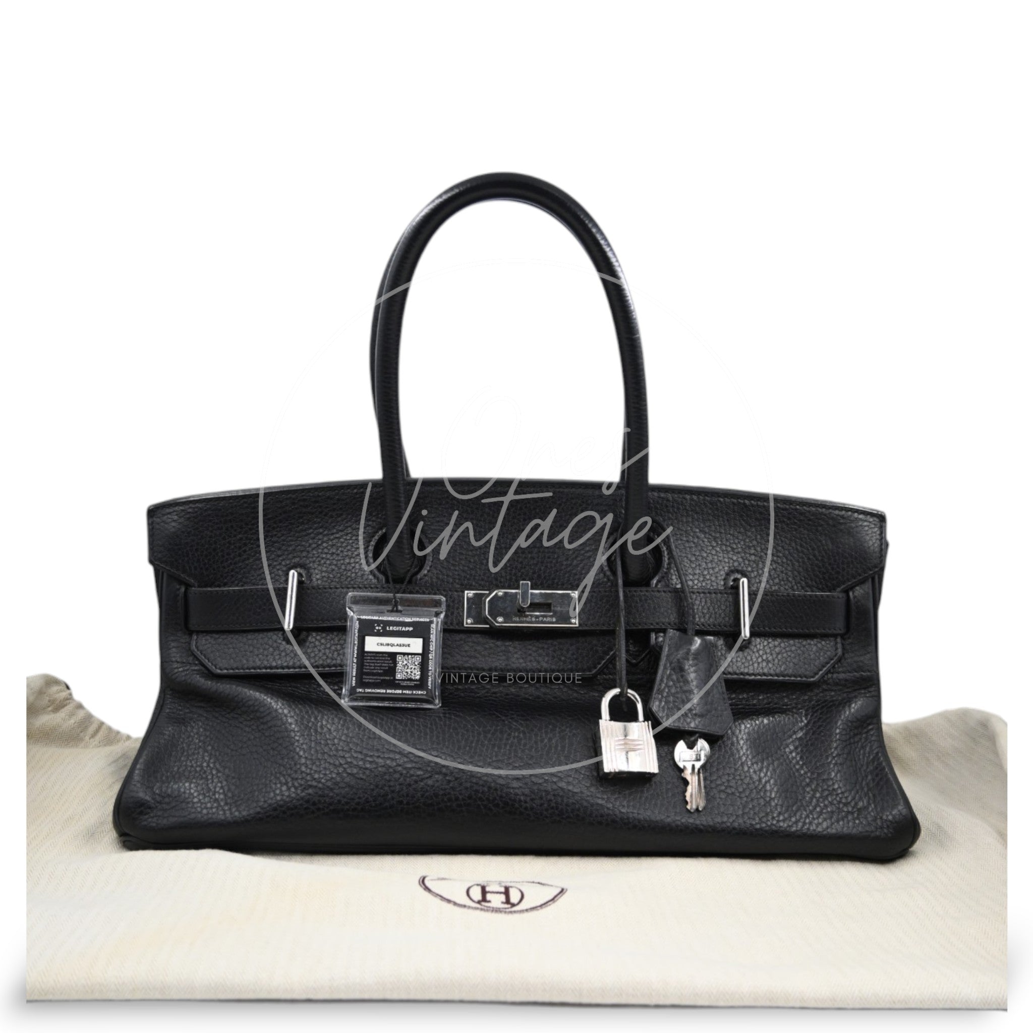 [Pre-owned] Hermes Birkin Shoulder Black Phw Stamp Square I