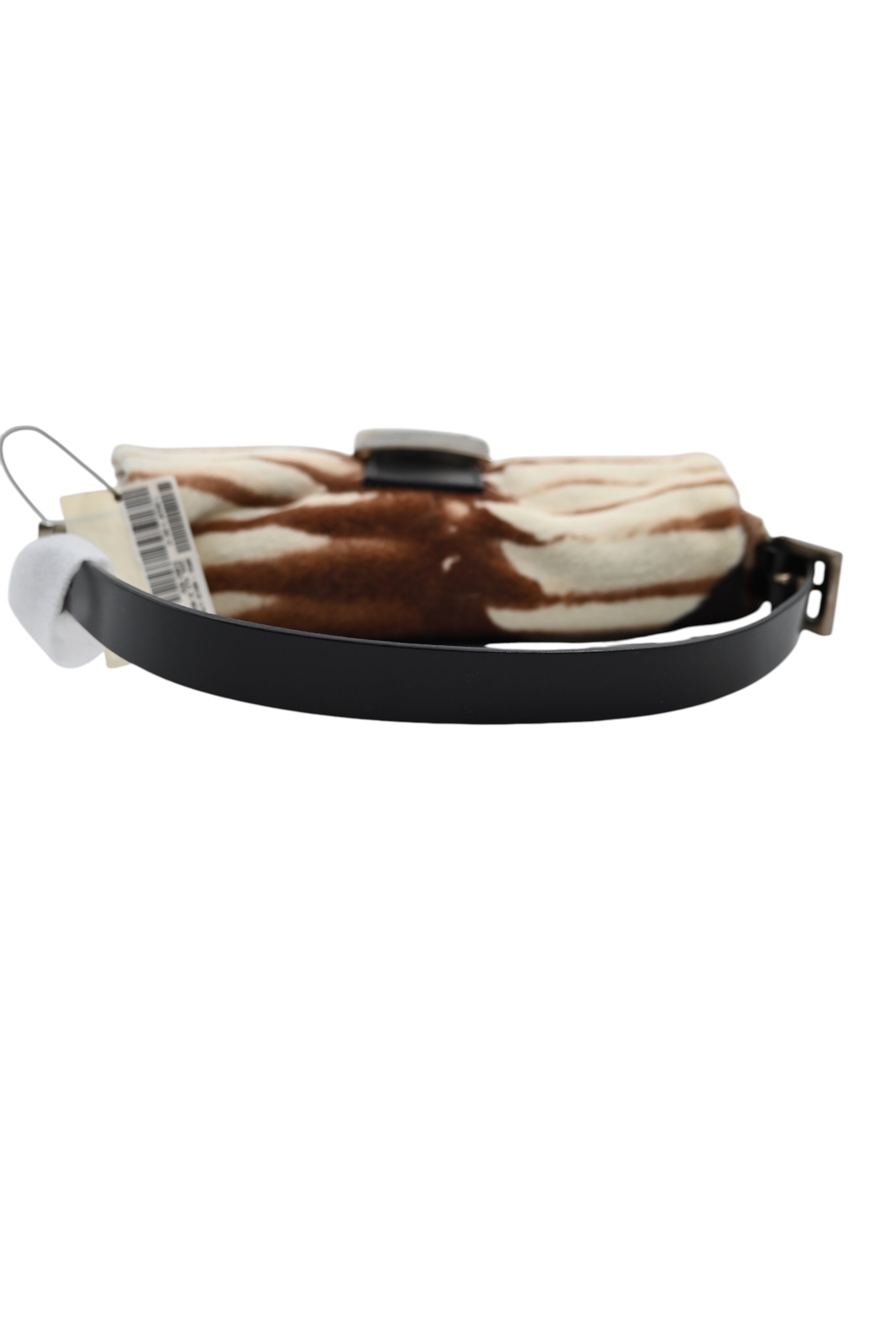 [Pre-owned] Fendi Animal Print Pony Hair Baguette Brown White Bag