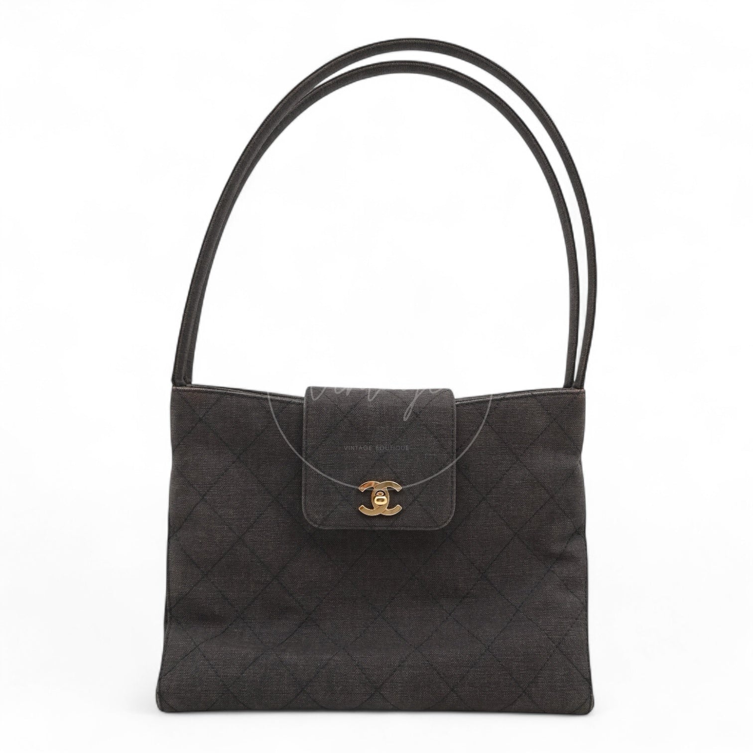 [Pre-owned] Chanel Grey Matelasse Canvas Shoulder Bag