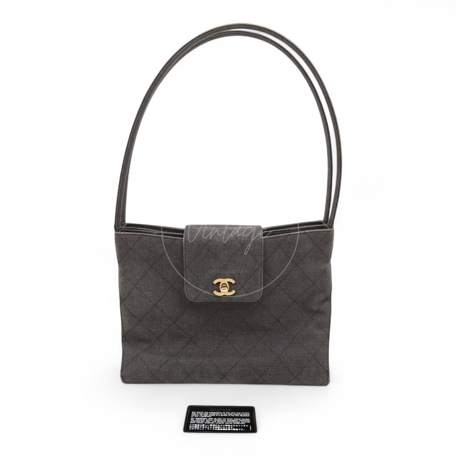 [Pre-owned] Chanel Grey Matelasse Canvas Shoulder Bag