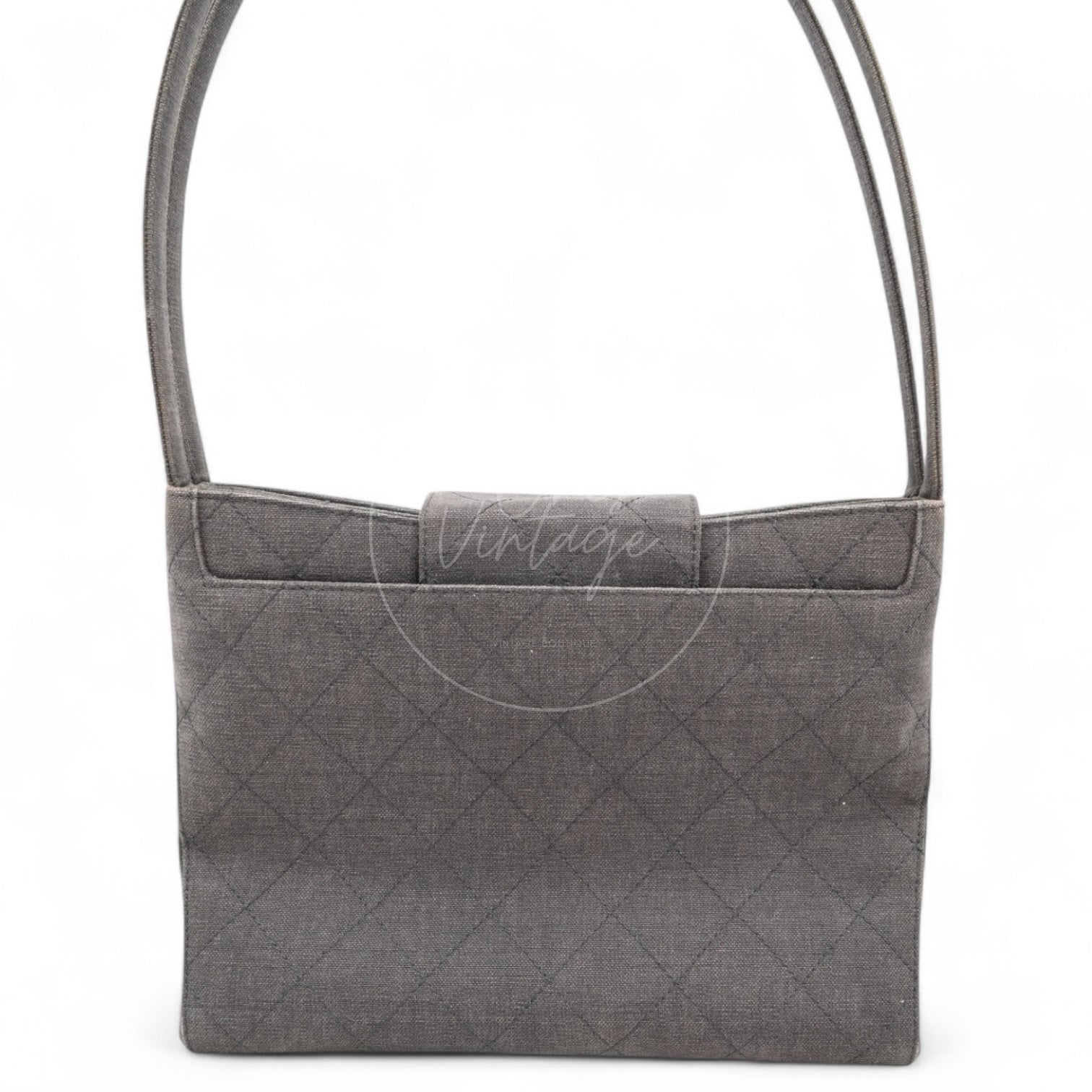 [Pre-owned] Chanel Grey Matelasse Canvas Shoulder Bag