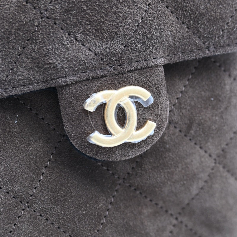 [Unused] Chanel 25 Suede Calfskin & Gold-tone Metal Dark Brown Small Handbag