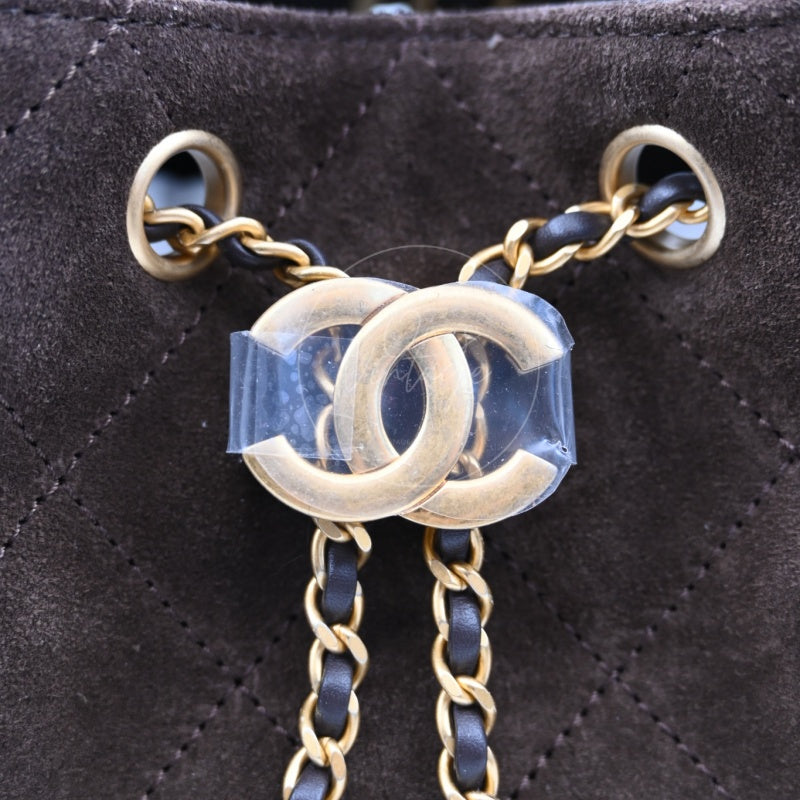 [Unused] Chanel 25 Suede Calfskin & Gold-tone Metal Dark Brown Small Handbag