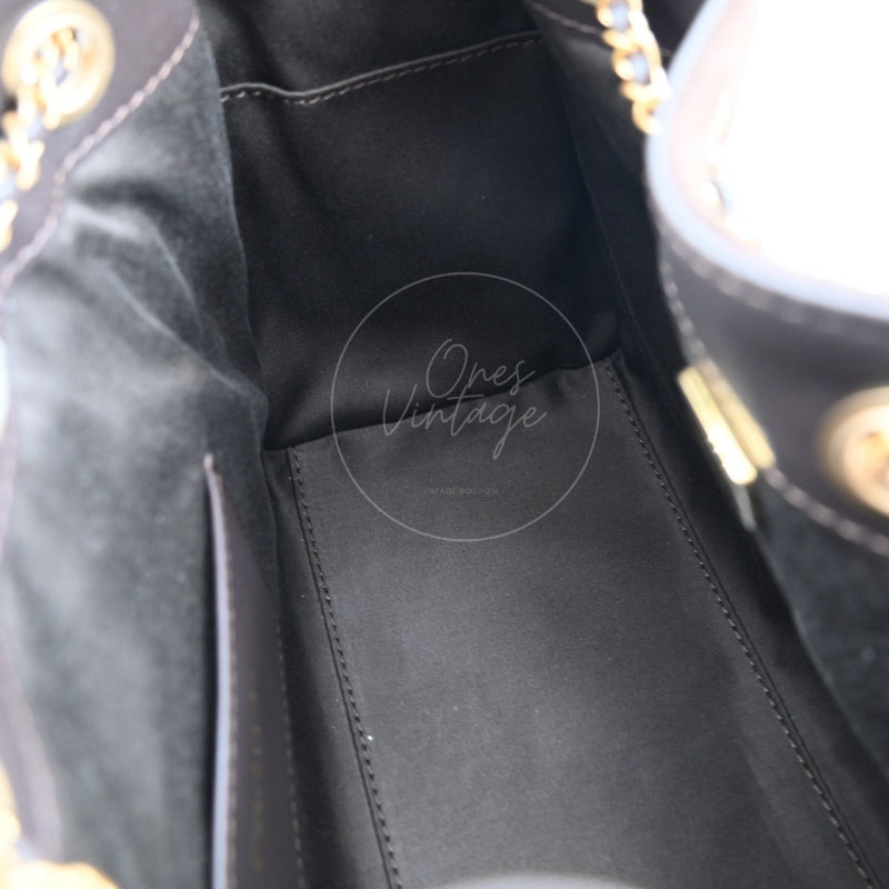 [Unused] Chanel 25 Suede Calfskin & Gold-tone Metal Dark Brown Small Handbag
