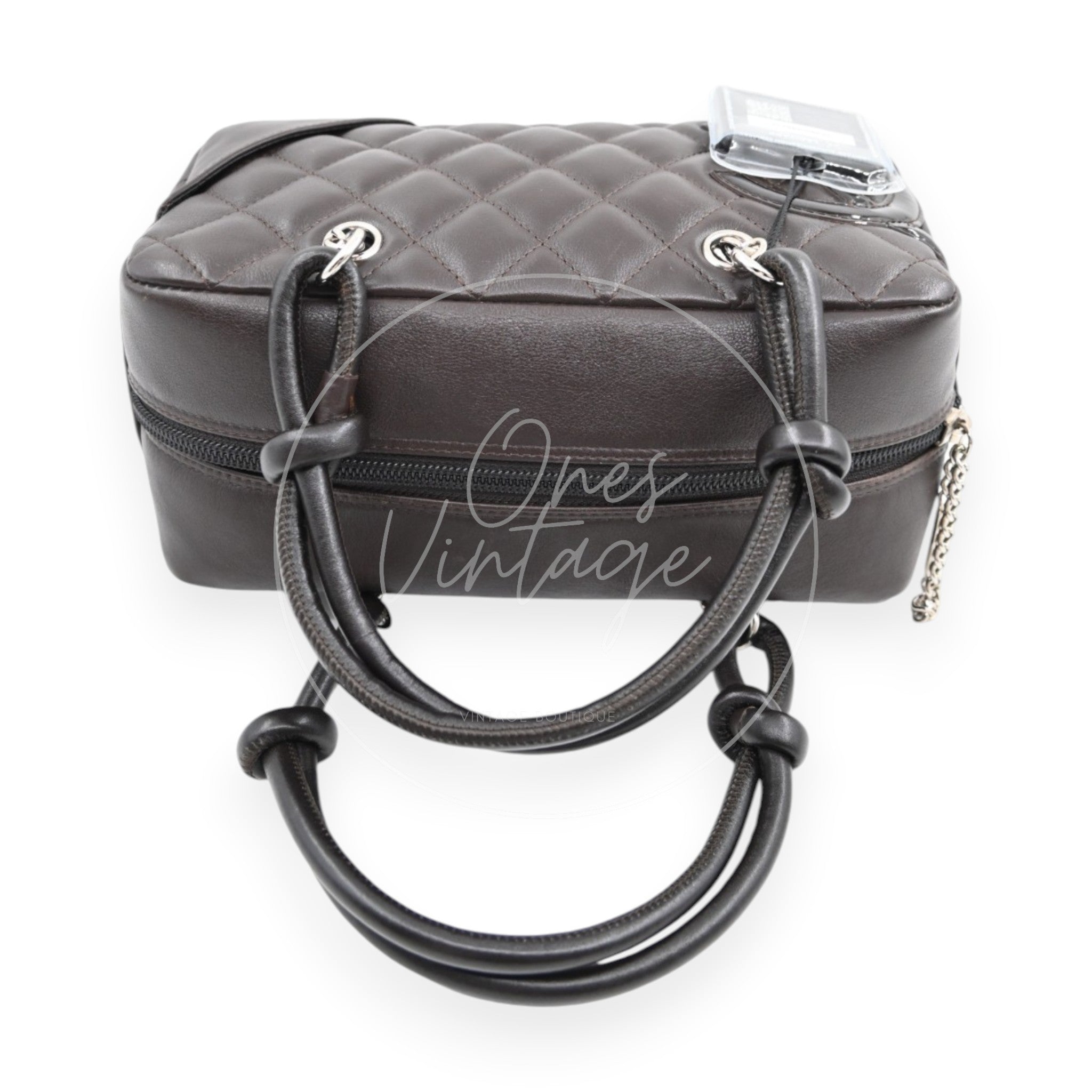 [Pre-owned] Chanel Cambon Ligne Bowler Bag Brown Calfskin Leather