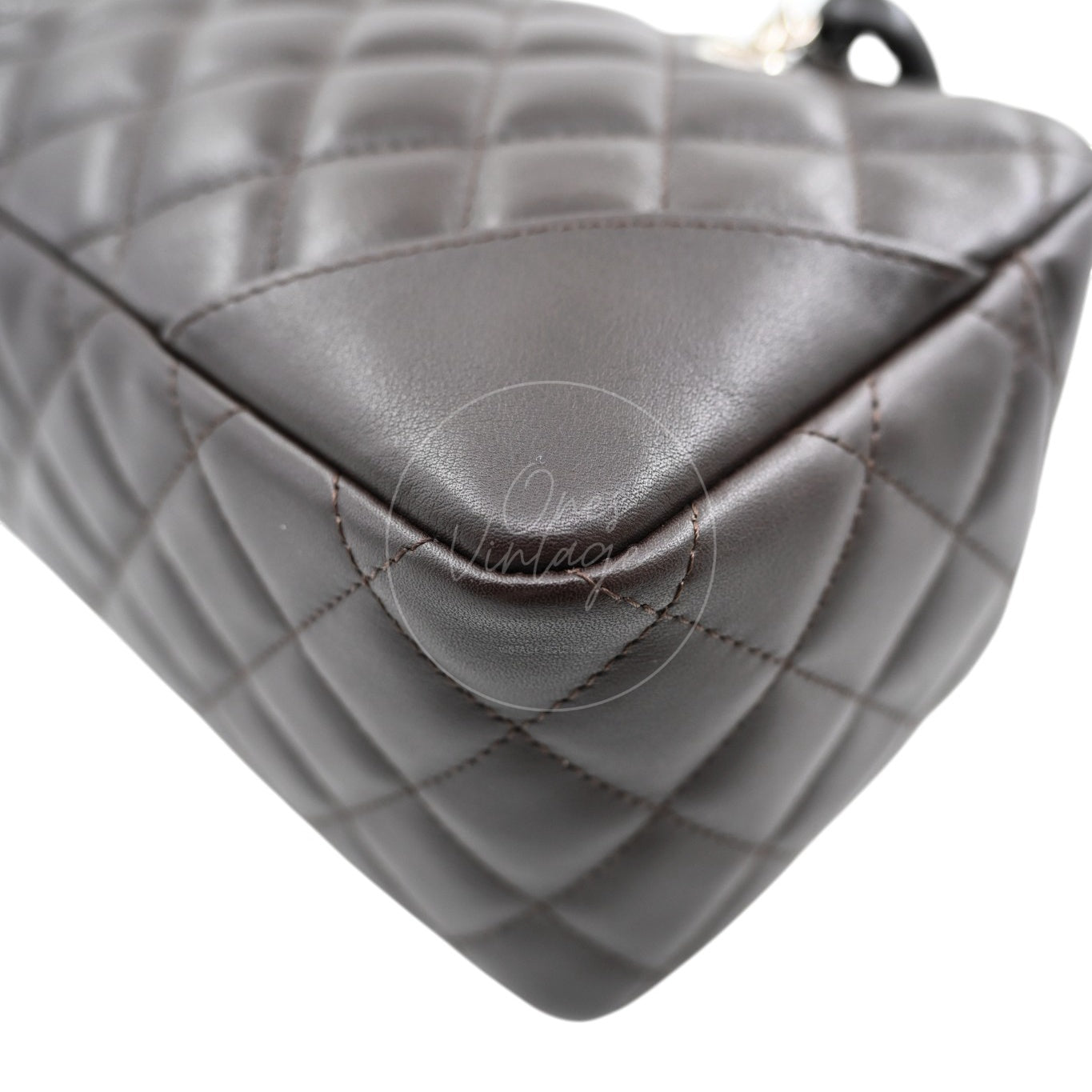 [Pre-owned] Chanel Cambon Ligne Bowler Bag Brown Calfskin Leather