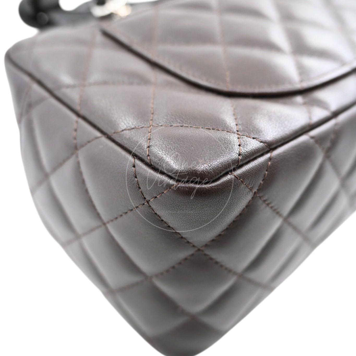 [Pre-owned] Chanel Cambon Ligne Bowler Bag Brown Calfskin Leather