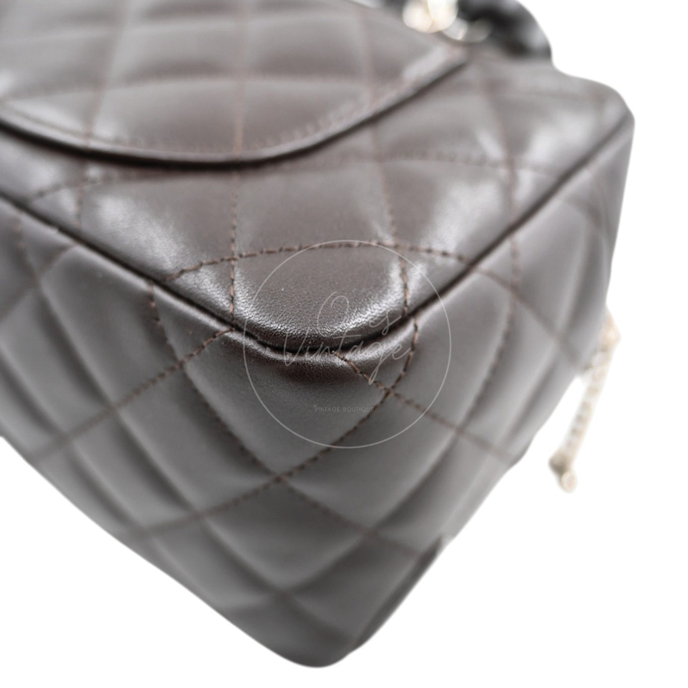 [Pre-owned] Chanel Cambon Ligne Bowler Bag Brown Calfskin Leather
