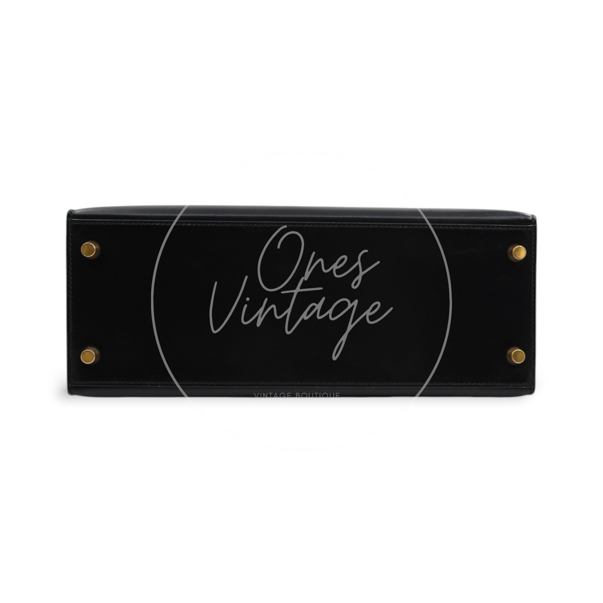 [Pre-owned] Hermes Kelly 28 GHW Black Box Leather Circle X