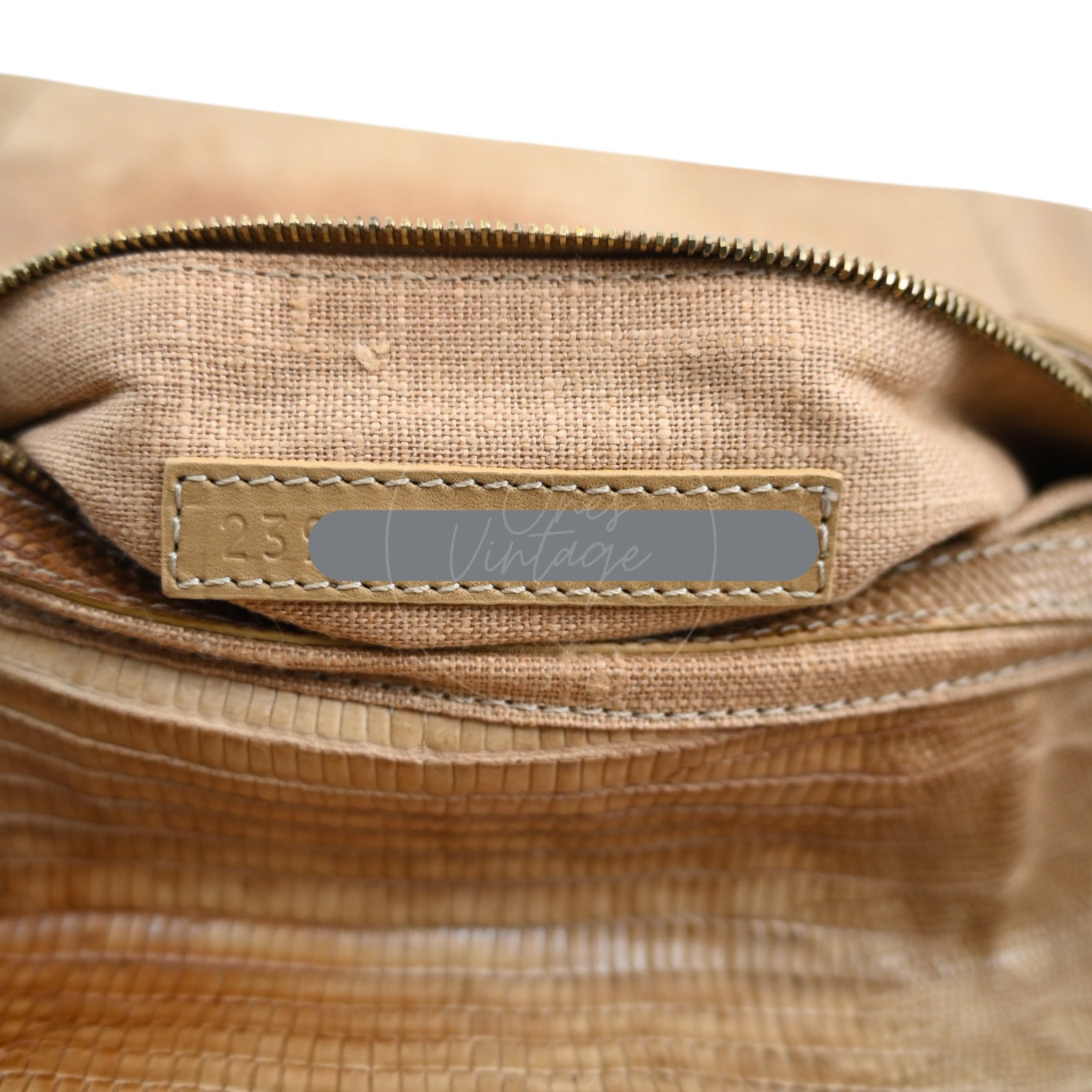 [Pre-owned] Fendi Lizard Baguette Brown & Beige GHW