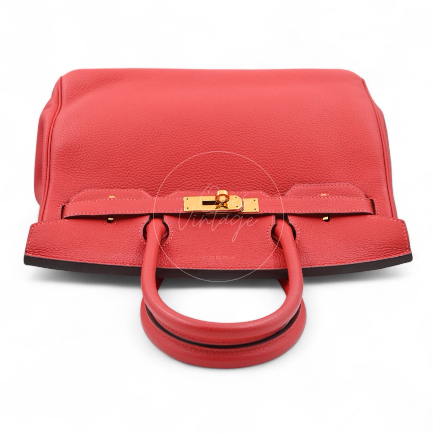 [Pre-owned] Hermes Birkin 30 BK30 Togo GHW Stamp Square R Red Handbag