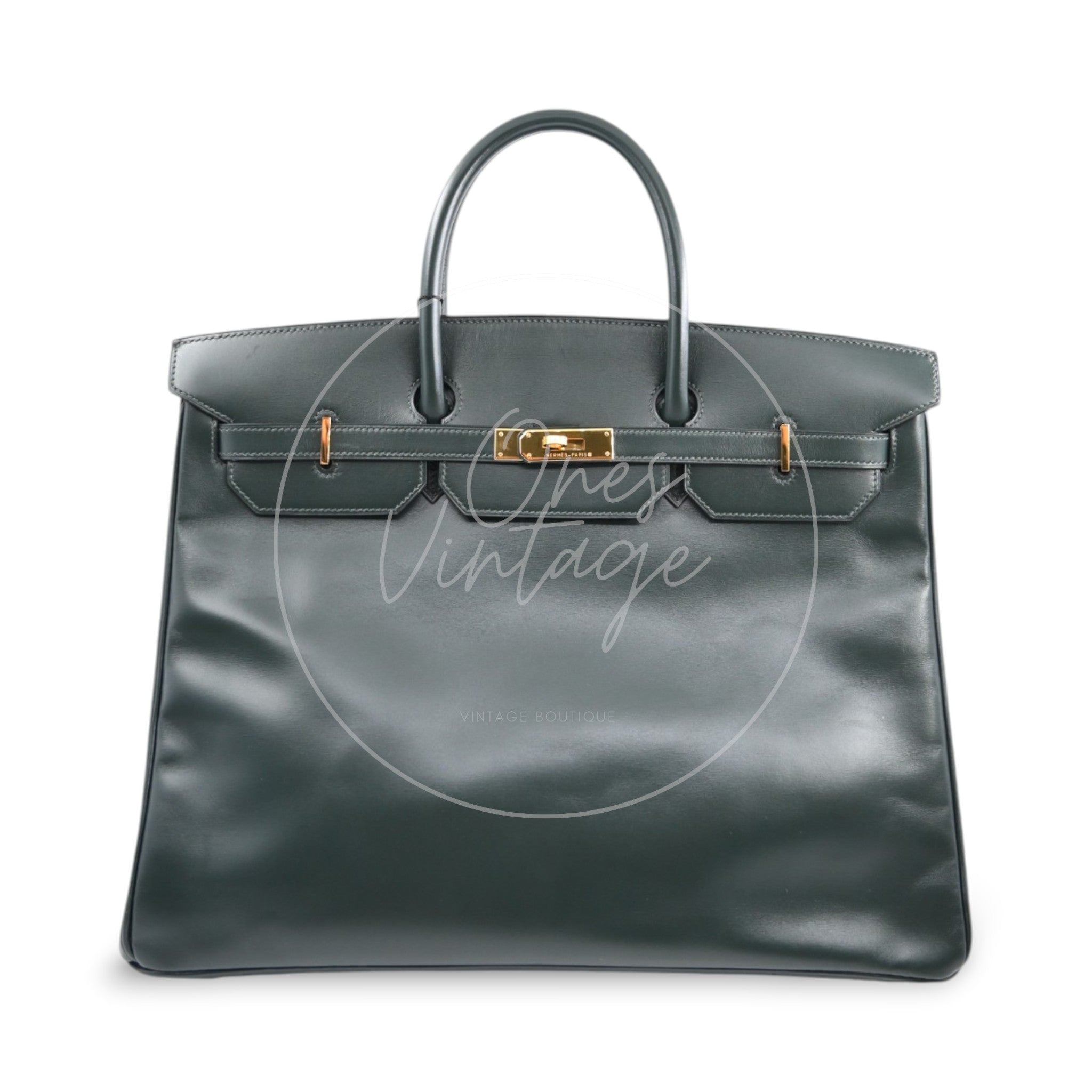 [Pre-owned] Hermes Birkin 35 GHW Dark Green Box Leather Stamp Square A