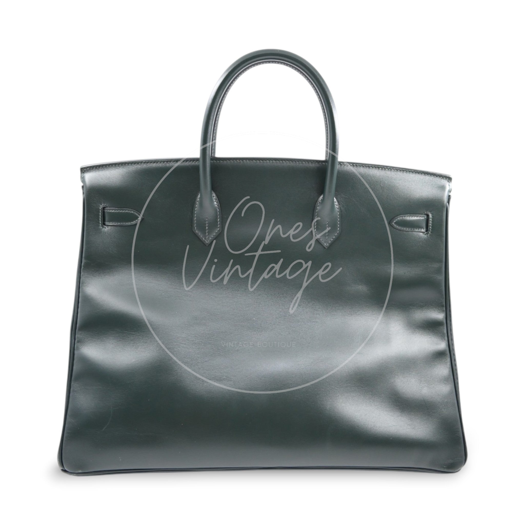 [Pre-owned] Hermes Birkin 35 GHW Dark Green Box Leather Stamp Square A