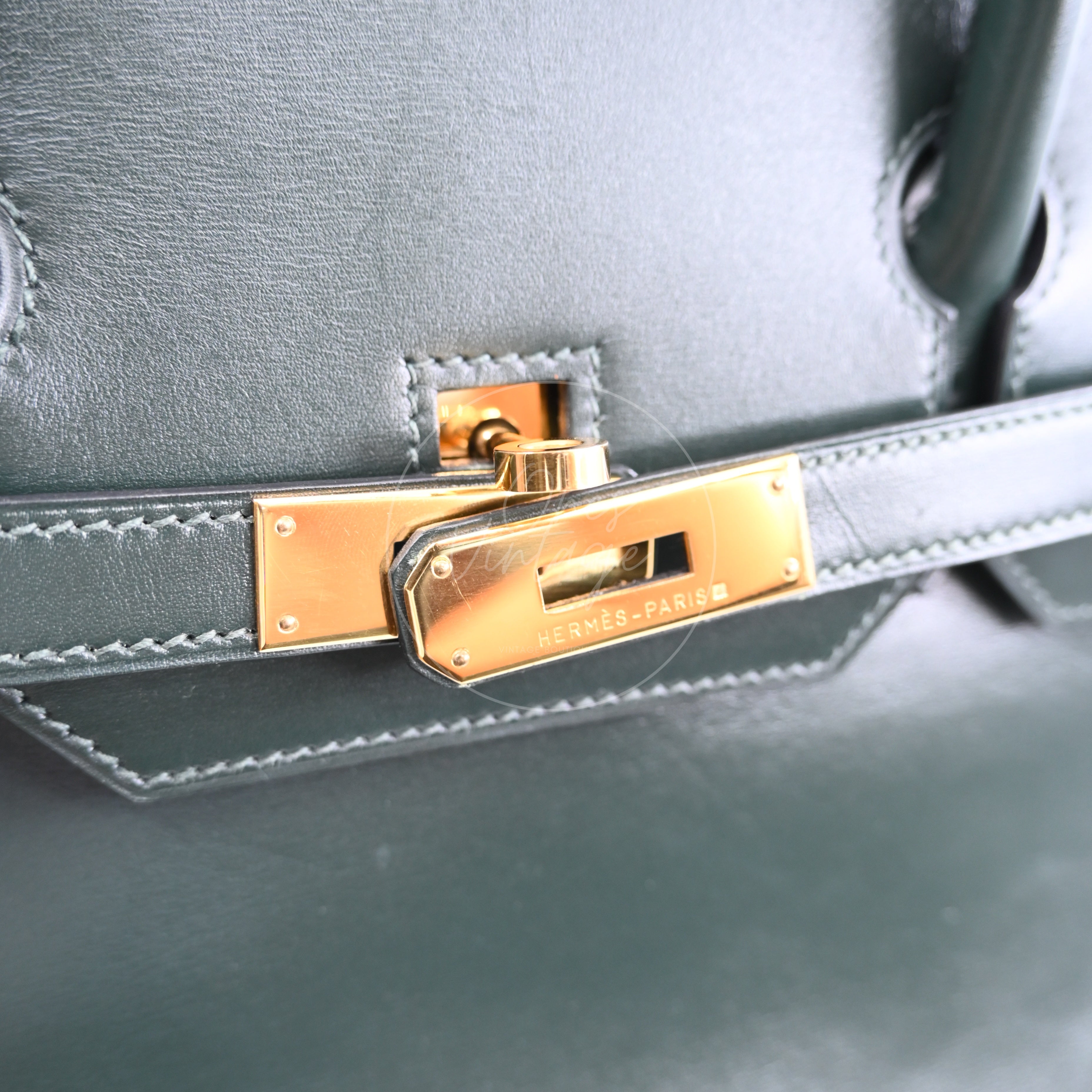 [Pre-owned] Hermes Birkin 35 GHW Dark Green Box Leather Stamp Square A