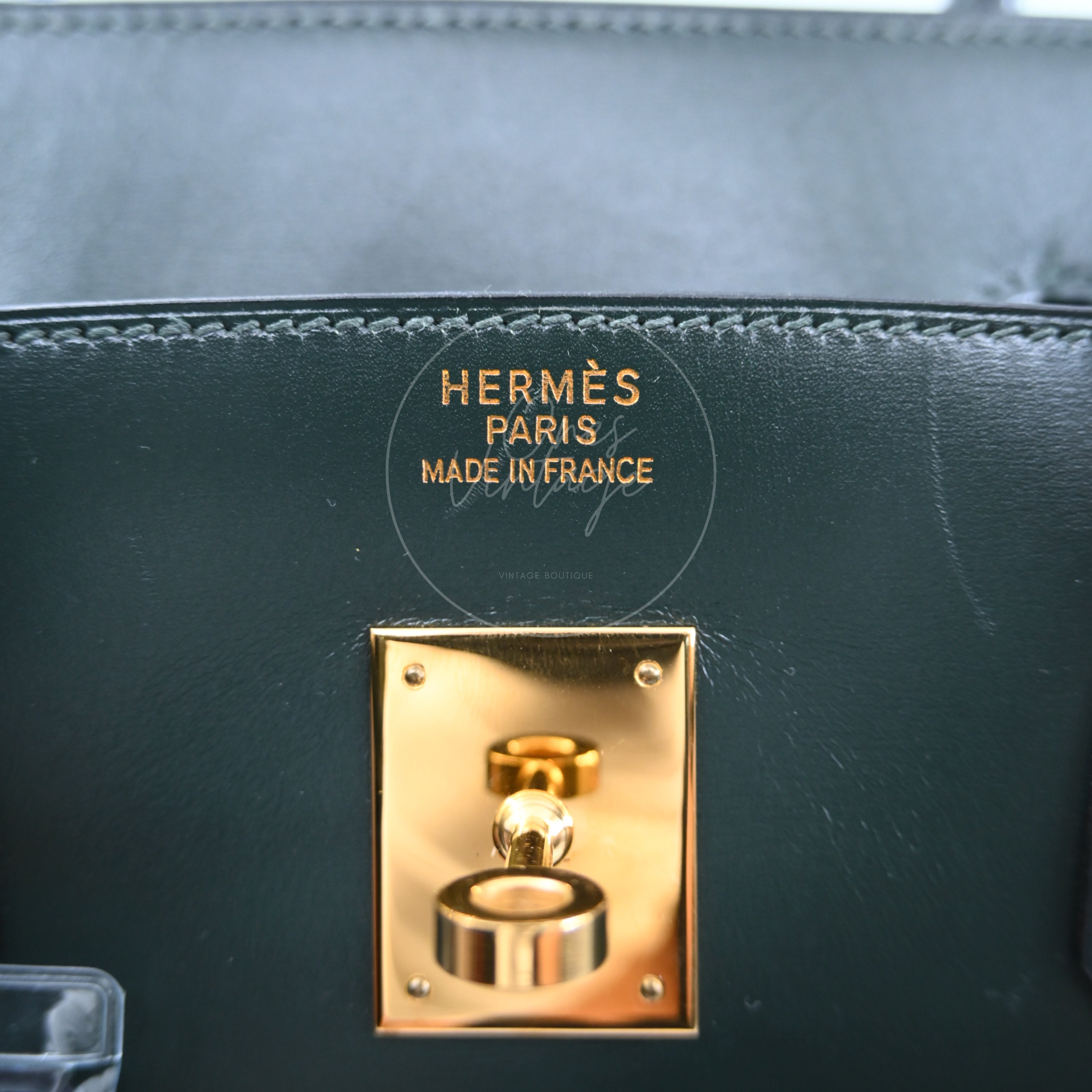 [Pre-owned] Hermes Birkin 35 GHW Dark Green Box Leather Stamp Square A