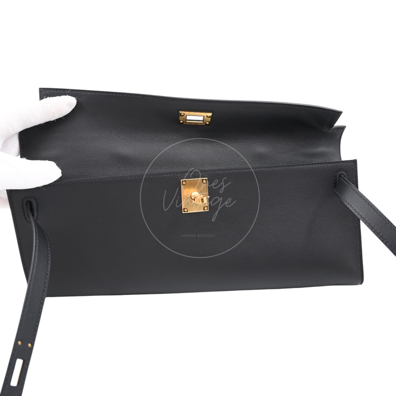 [Used] Hermes Kelly Cut Swift Black Stamp D Bag