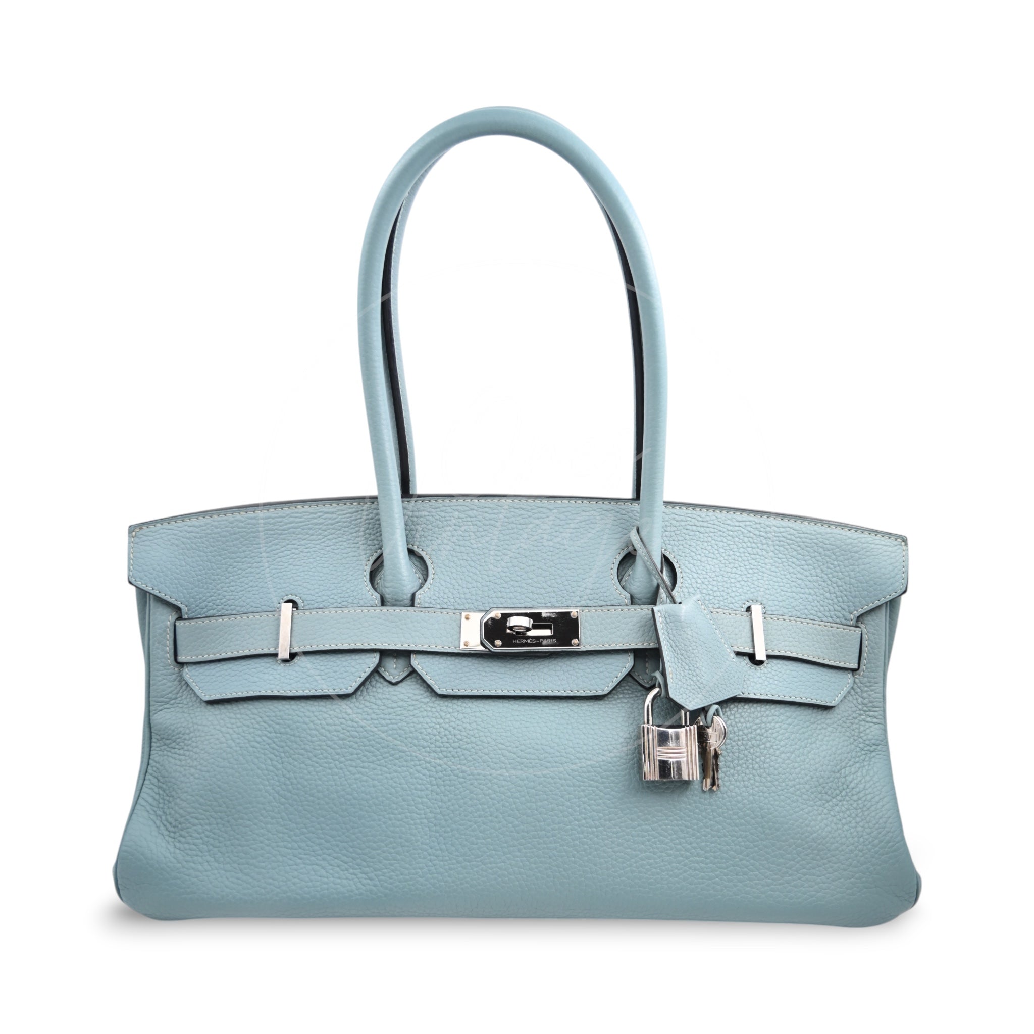 [Pre-owned] Hermes Birkin Shoulder Sky Blue PHW Stamp Square I