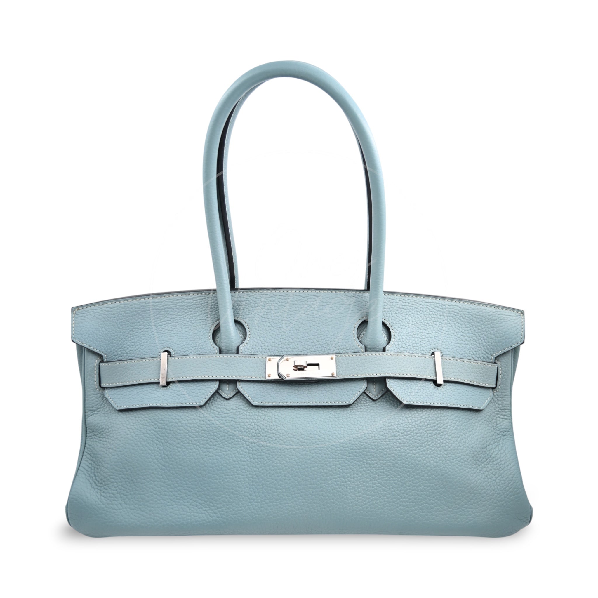 [Pre-owned] Hermes Birkin Shoulder Sky Blue PHW Stamp Square I