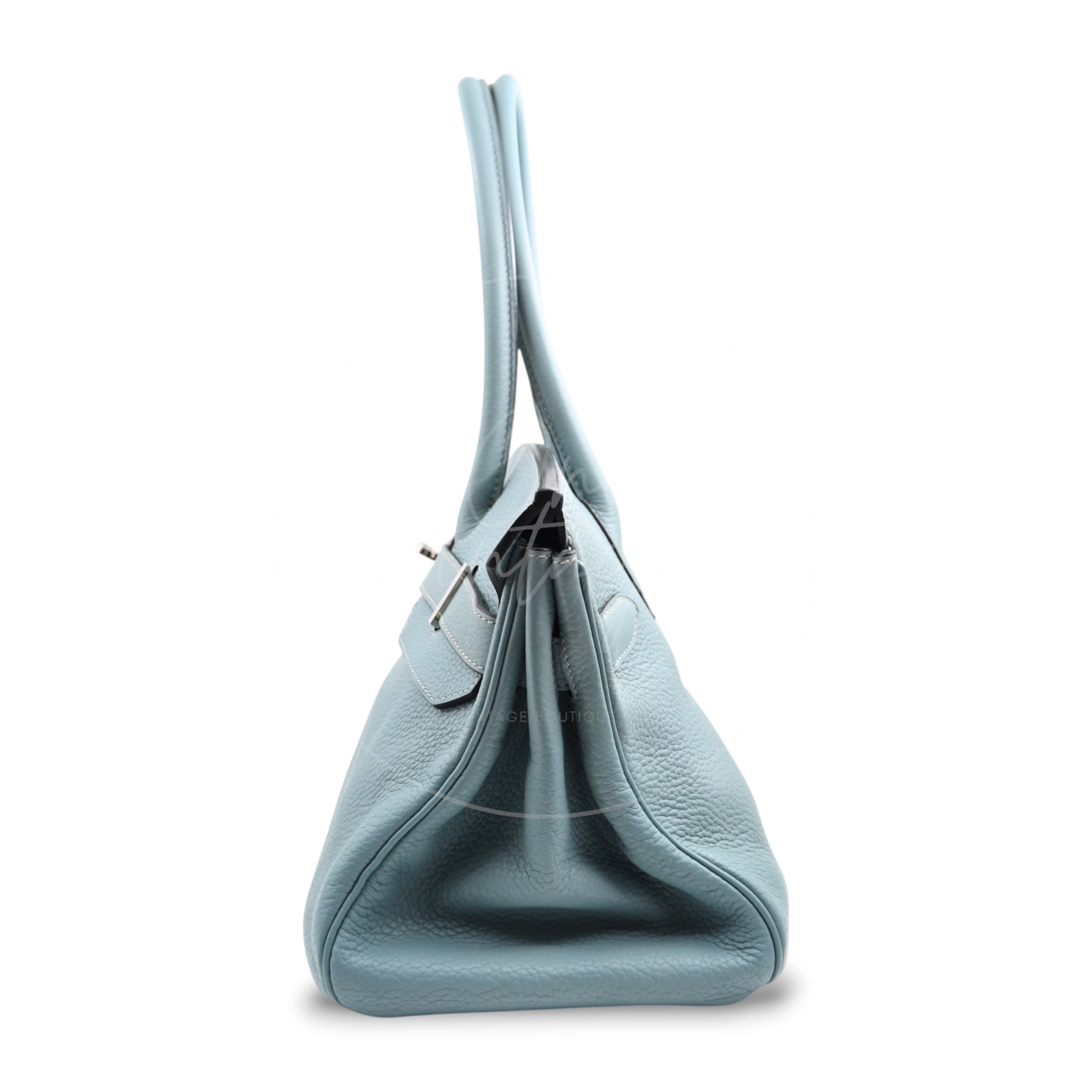 [Pre-owned] Hermes Birkin Shoulder Sky Blue PHW Stamp Square I