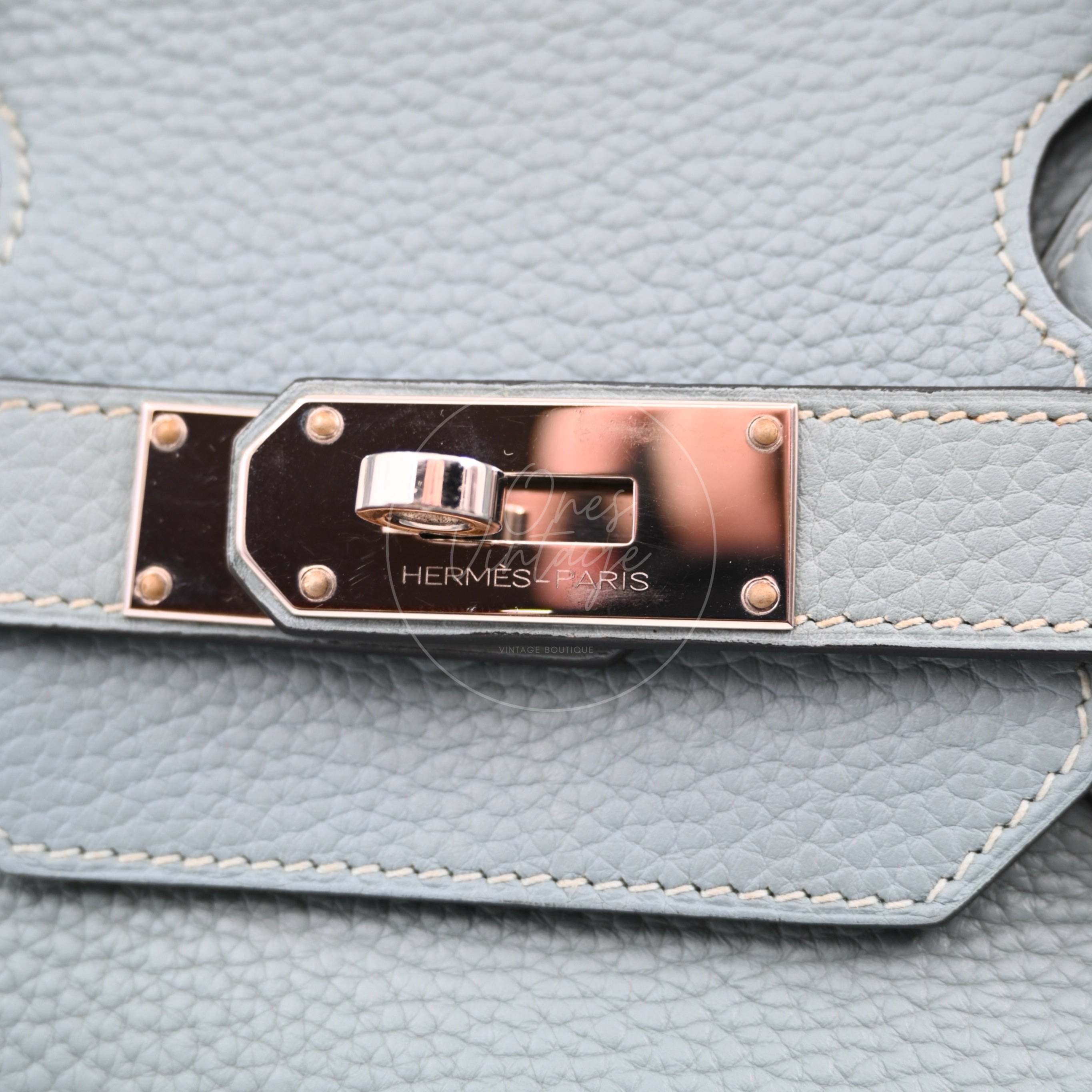 [Pre-owned] Hermes Birkin Shoulder Sky Blue PHW Stamp Square I