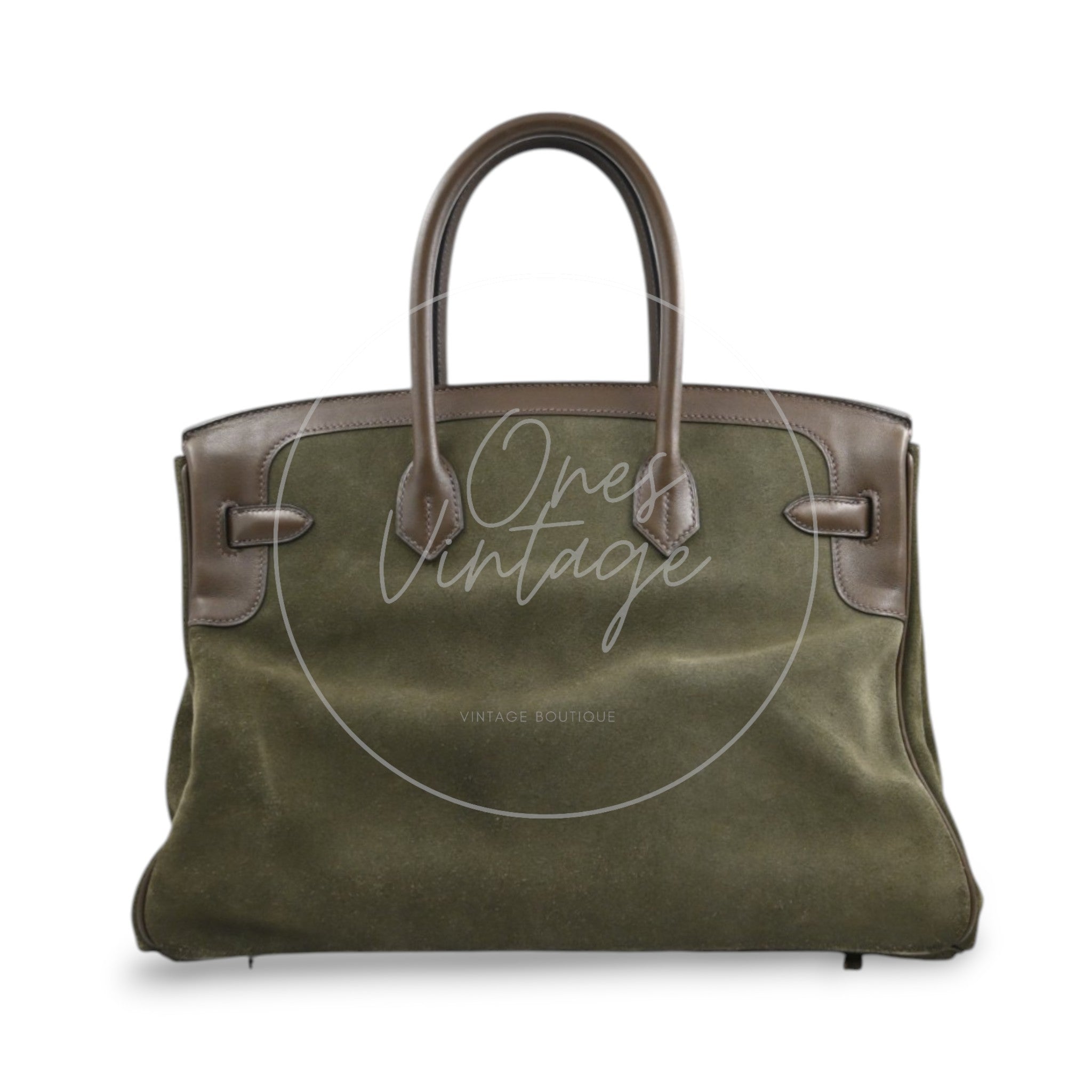[Pre-owned] Hermes Birkin 35 Suede Green Suede Stamp Square P