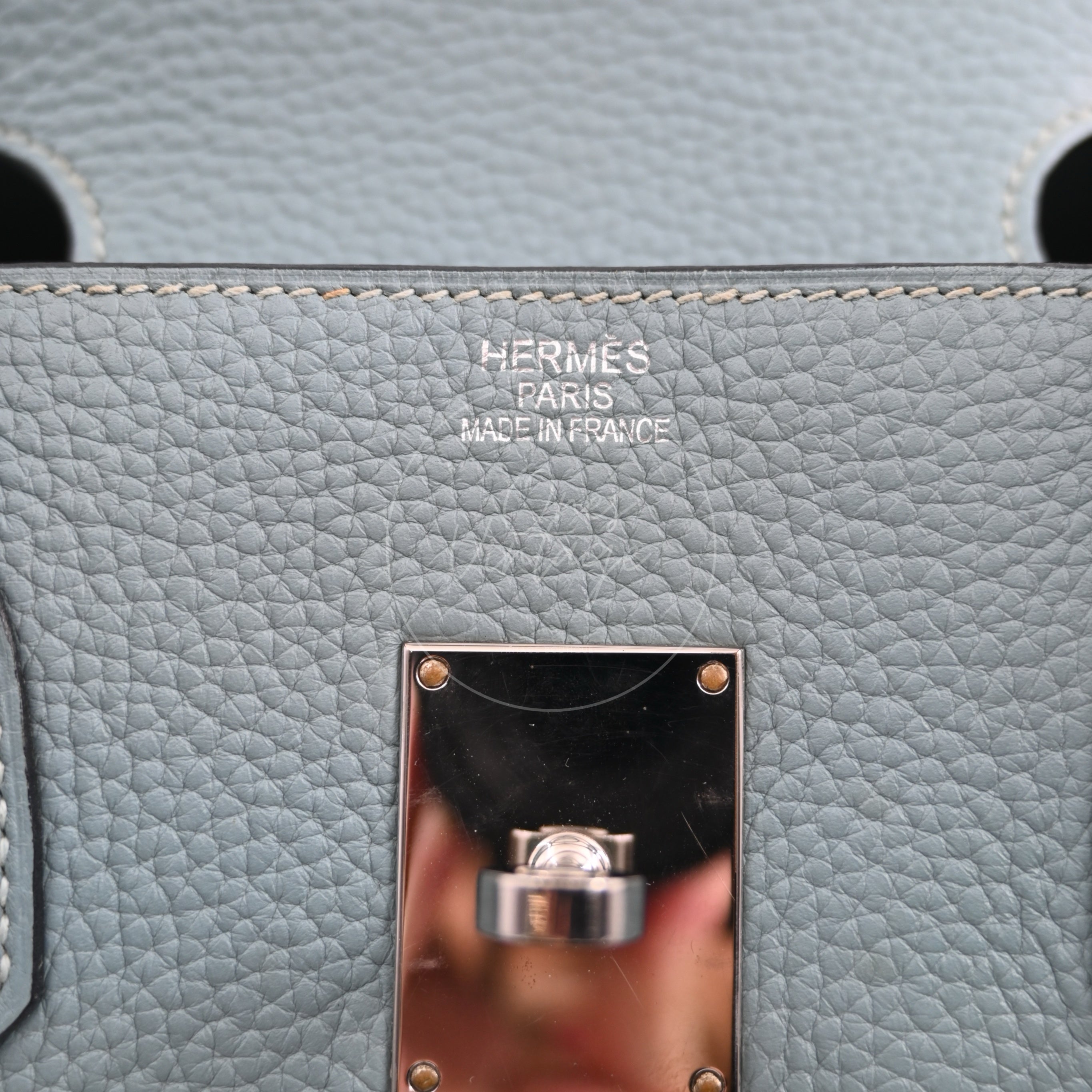 [Pre-owned] Hermes Birkin Shoulder Sky Blue PHW Stamp Square I