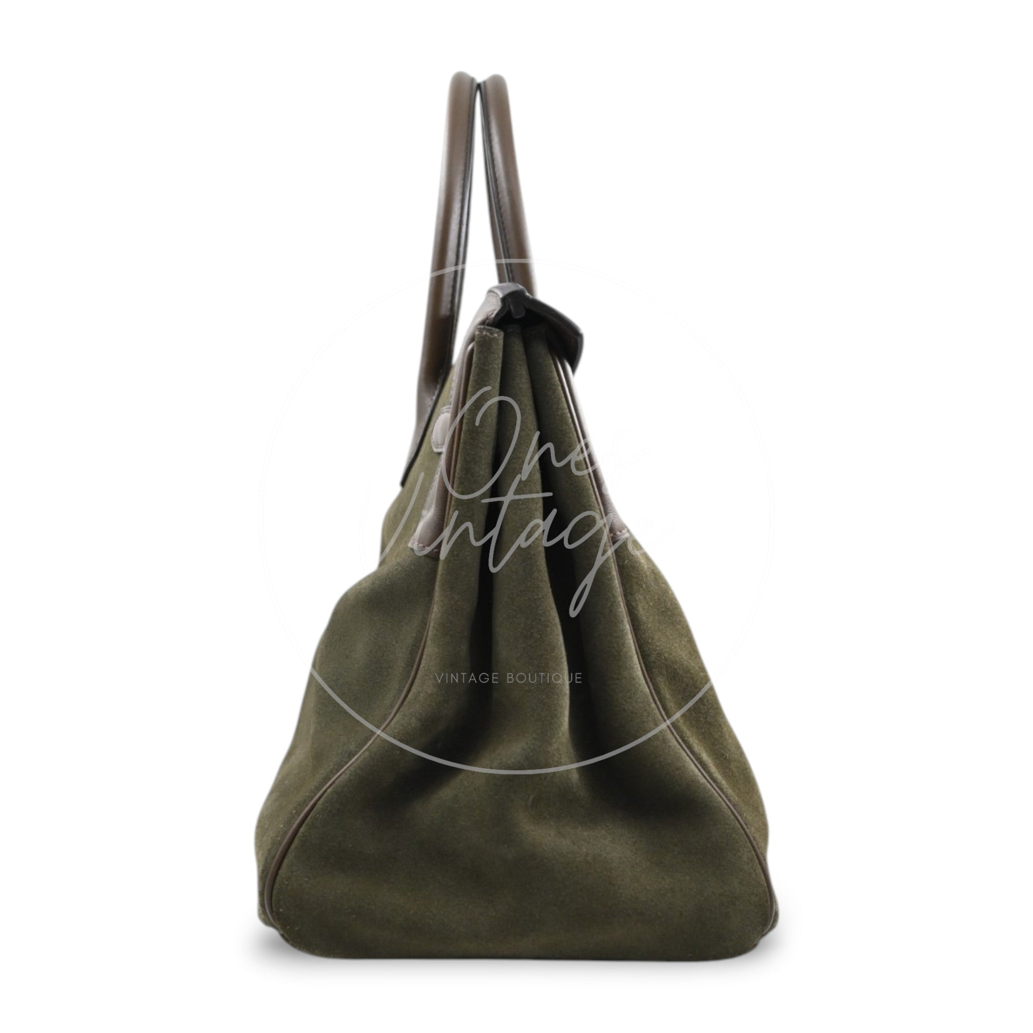 [Pre-owned] Hermes Birkin 35 Suede Green Suede Stamp Square P