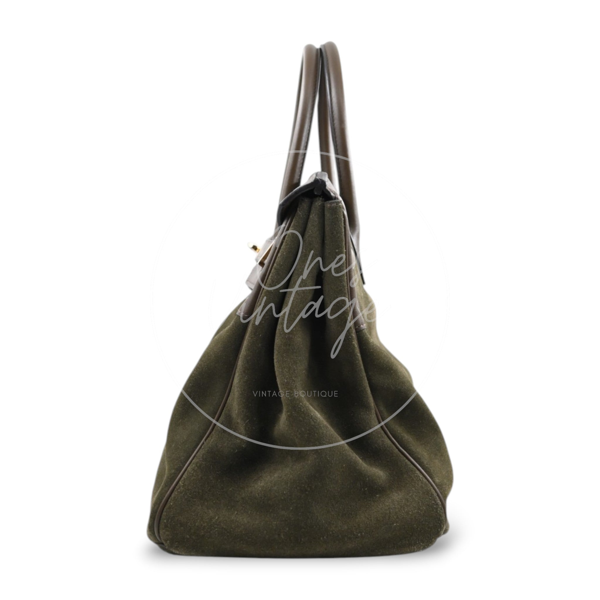 [Pre-owned] Hermes Birkin 35 Suede Green Suede Stamp Square P