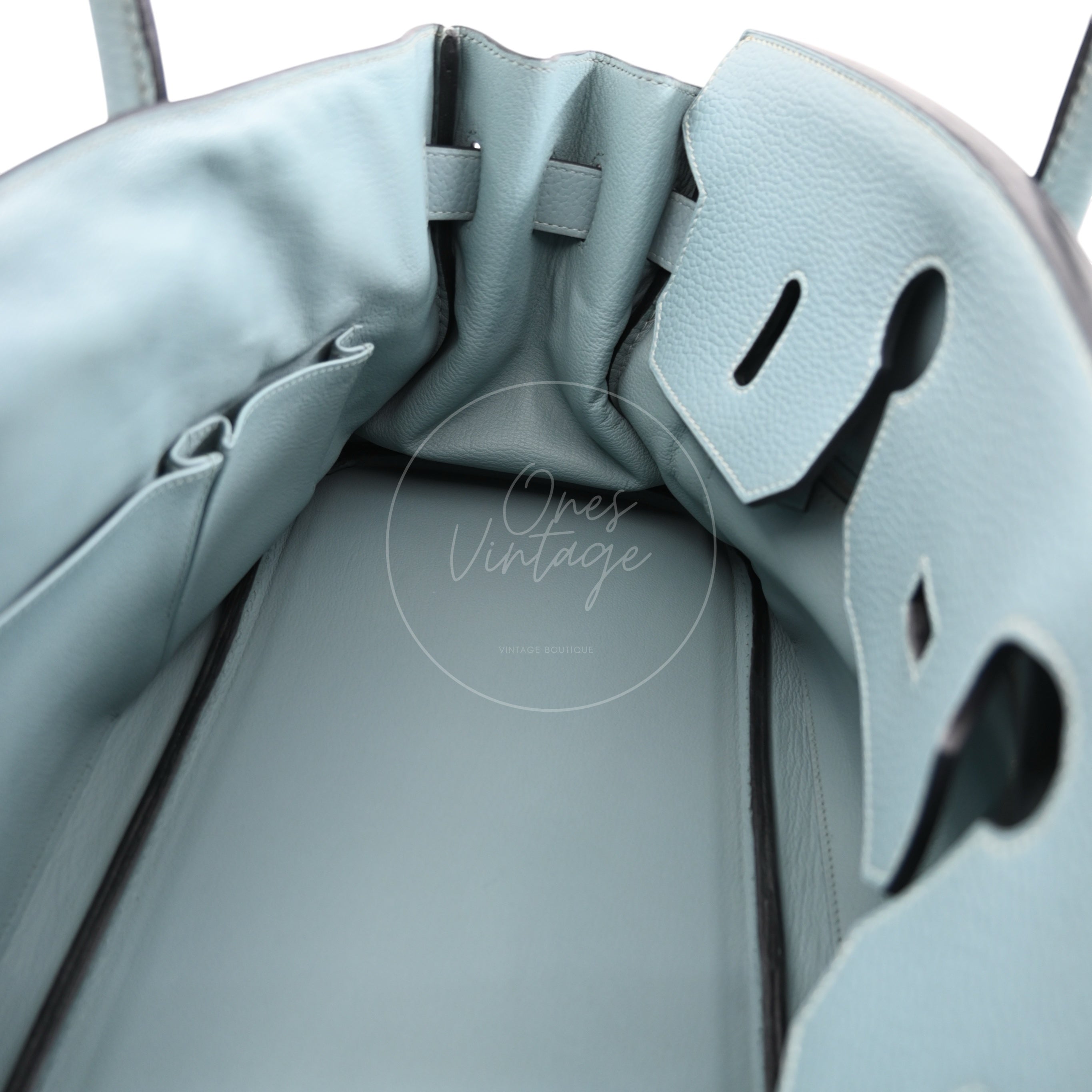 [Pre-owned] Hermes Birkin Shoulder Sky Blue PHW Stamp Square I