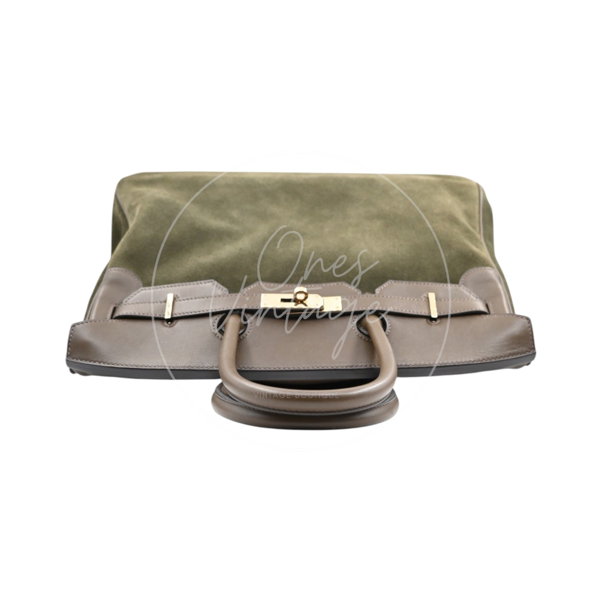 [Pre-owned] Hermes Birkin 35 Suede Green Suede Stamp Square P