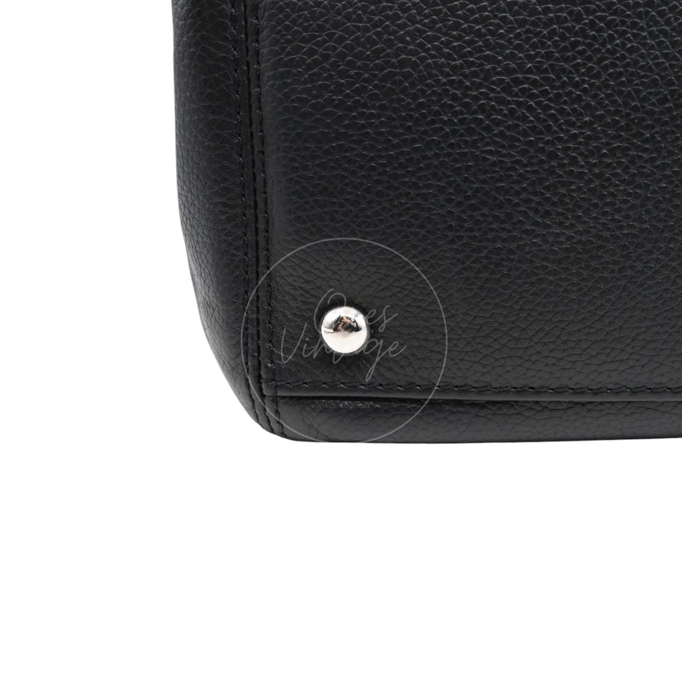[Pre-Owned] Chanel Cerf Small Black Calfskin Tote Bag Silver-tone Hardware Series 18