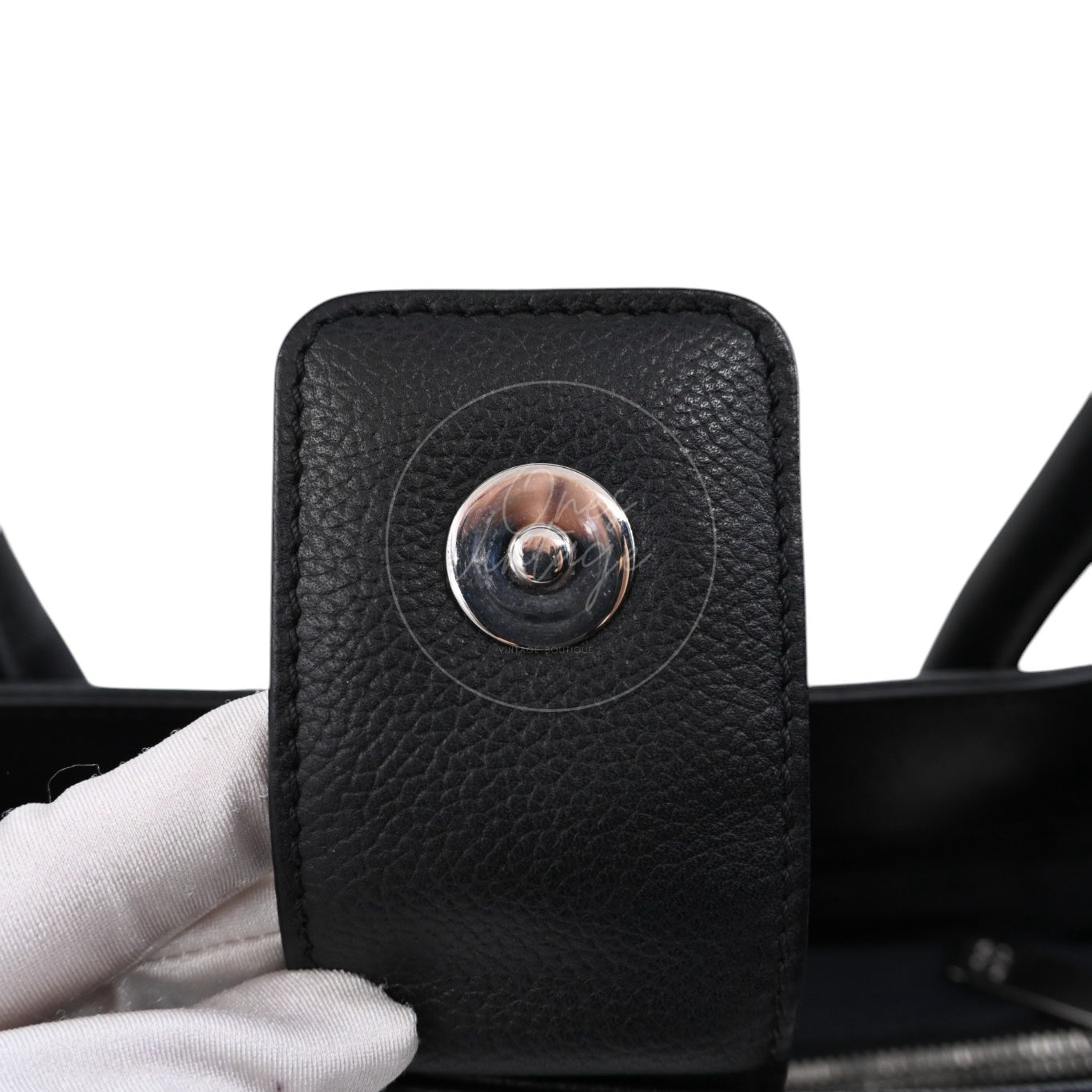 [Pre-Owned] Chanel Cerf Small Black Calfskin Tote Bag Silver-tone Hardware Series 18