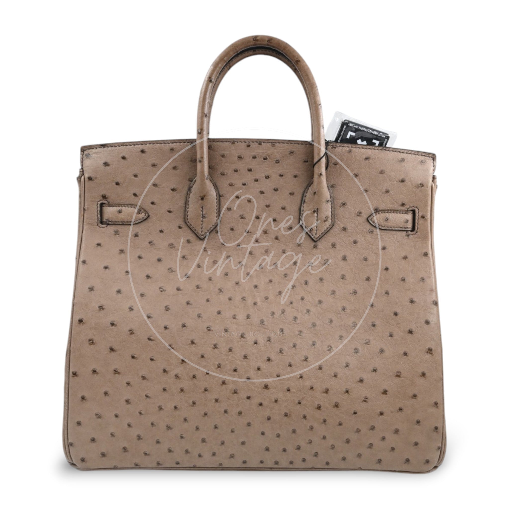 [Pre owned] Hermes HAC 32 Ostrich Gris Tourterelle GHW