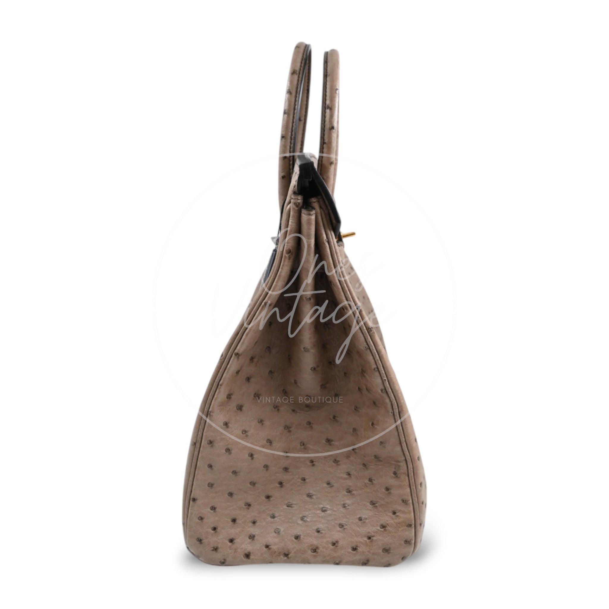 [Pre owned] Hermes HAC 32 Ostrich Gris Tourterelle GHW