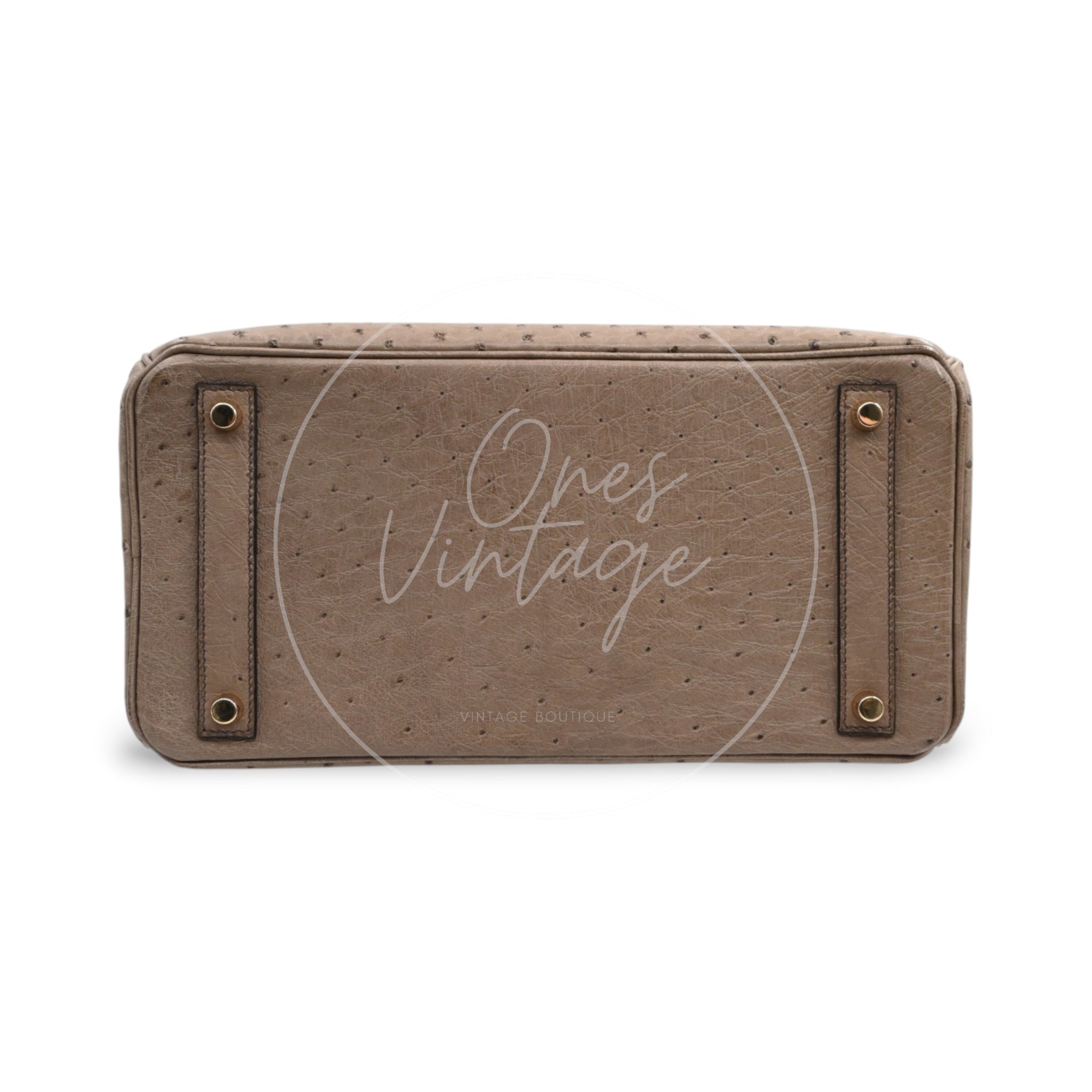 [Pre owned] Hermes HAC 32 Ostrich Gris Tourterelle GHW