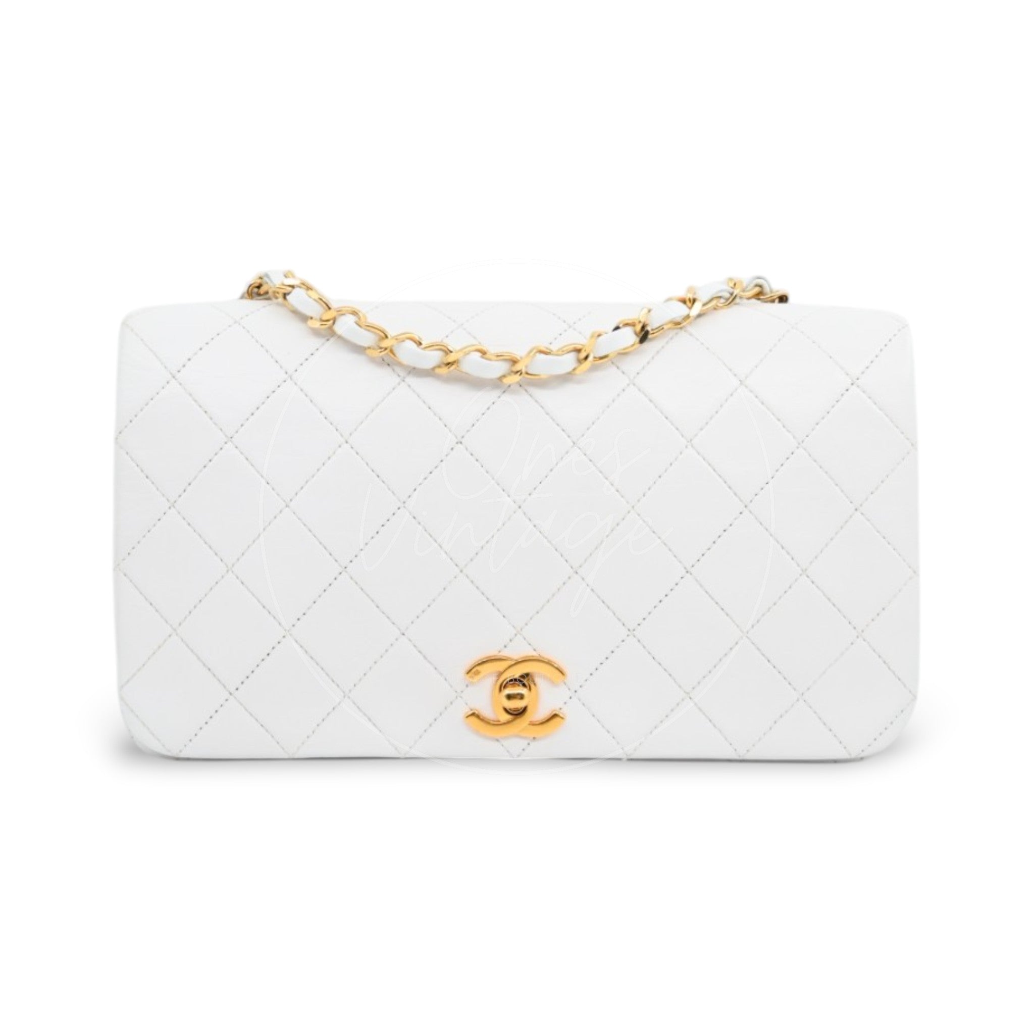 [Pre-owned] Chanel Quilted Classic White Full Flap Shoulder Bag Series 1