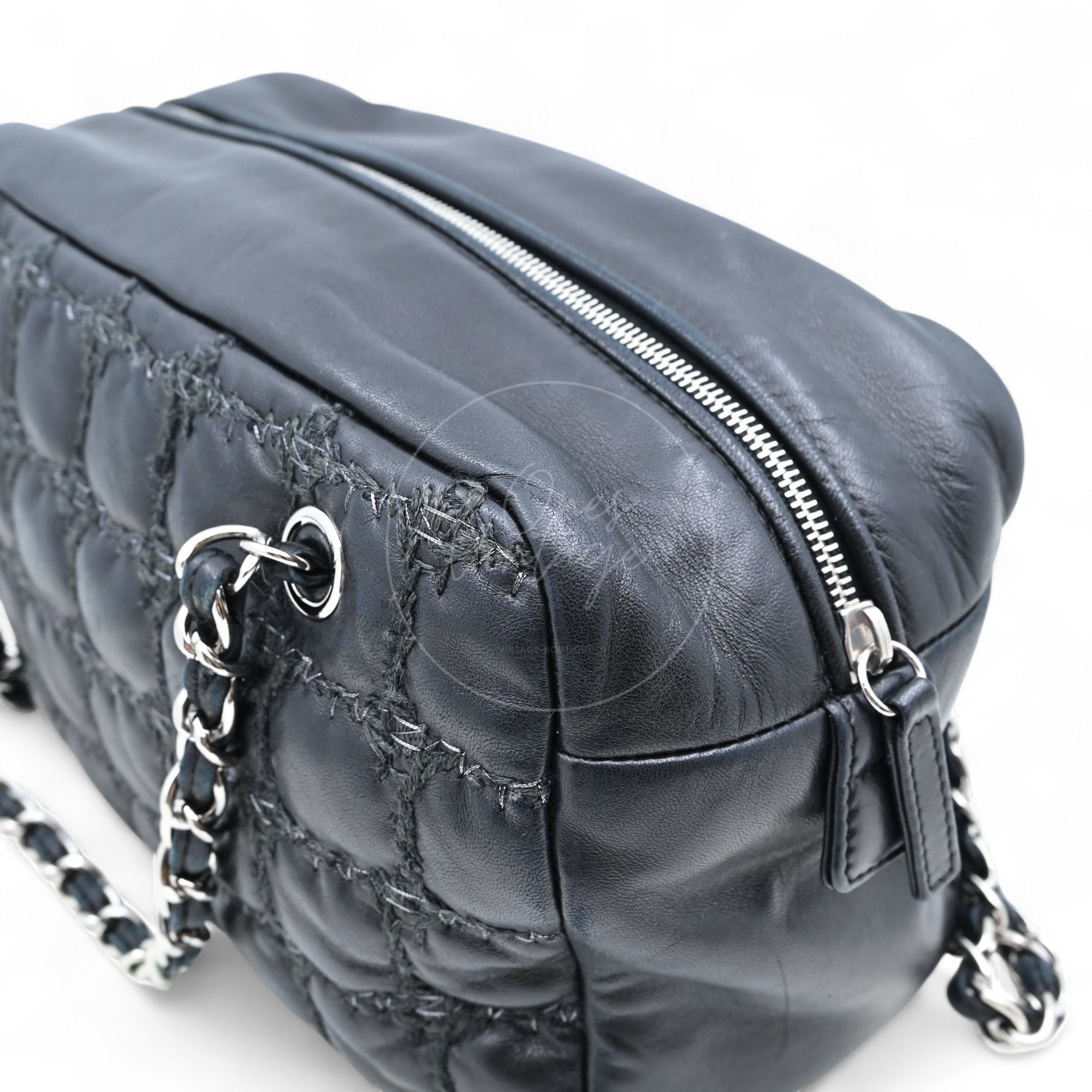 [Pre-owned] Chanel Tweed On Square Stitch Bubble Bag