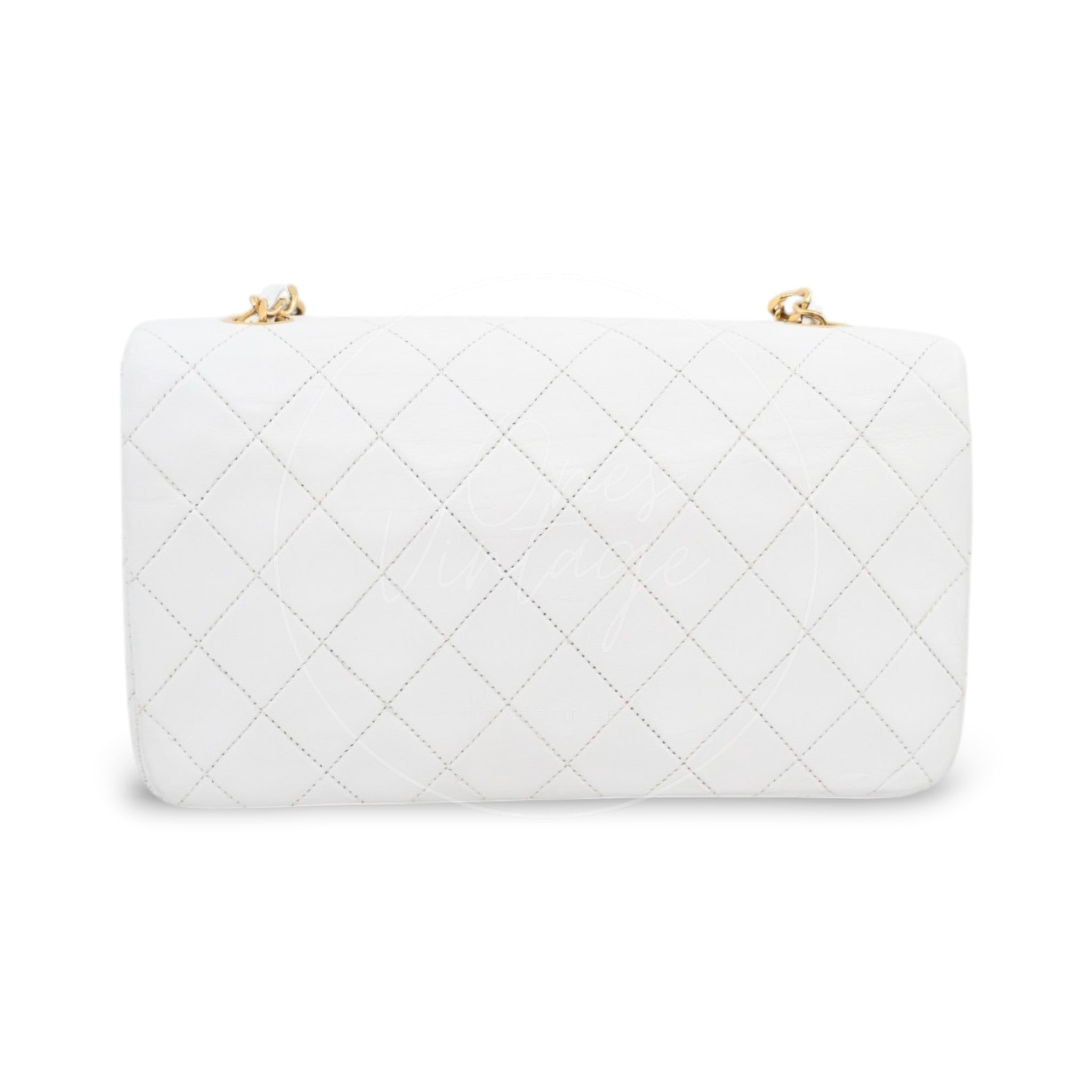[Pre-owned] Chanel Quilted Classic White Full Flap Shoulder Bag Series 1