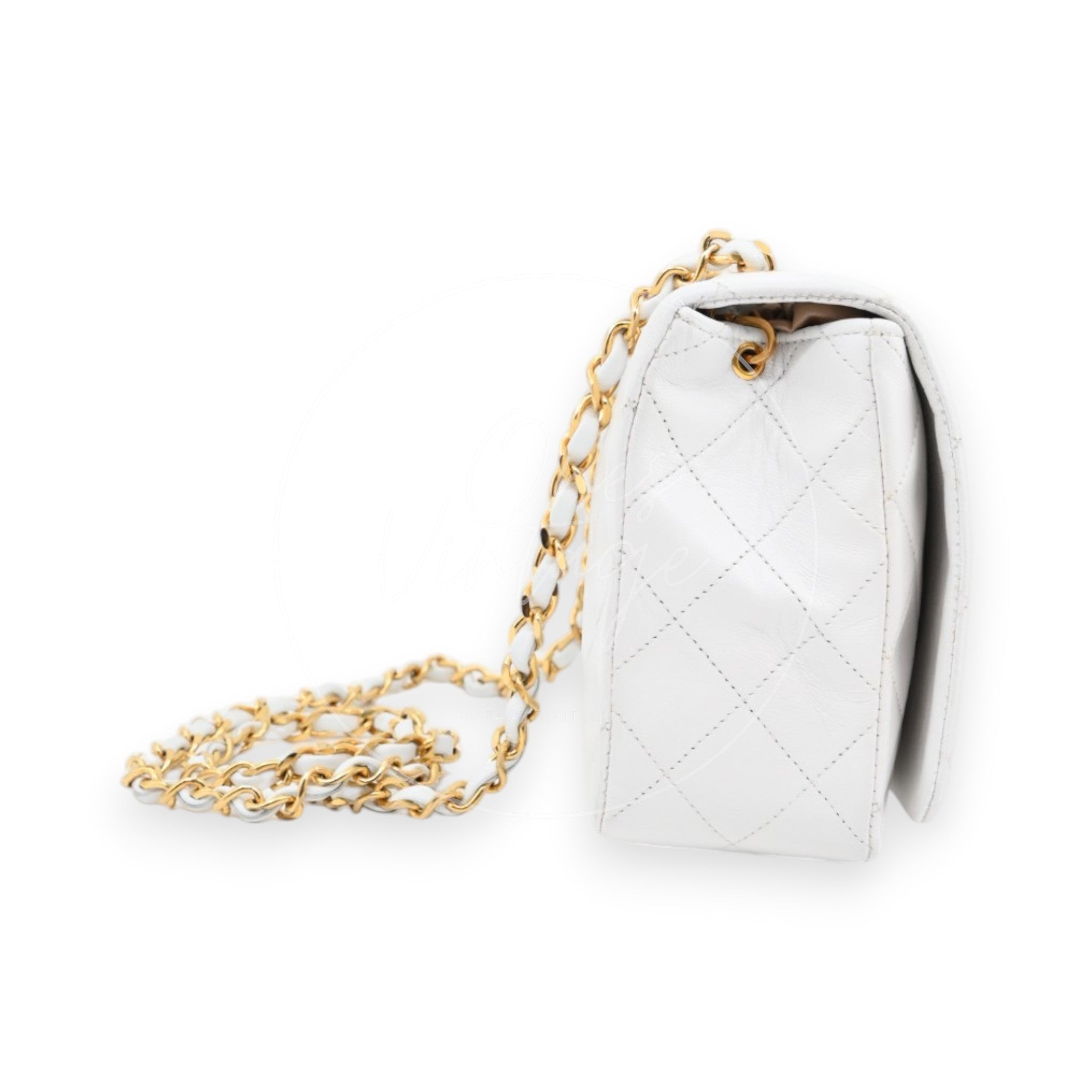 [Pre-owned] Chanel Quilted Classic White Full Flap Shoulder Bag Series 1
