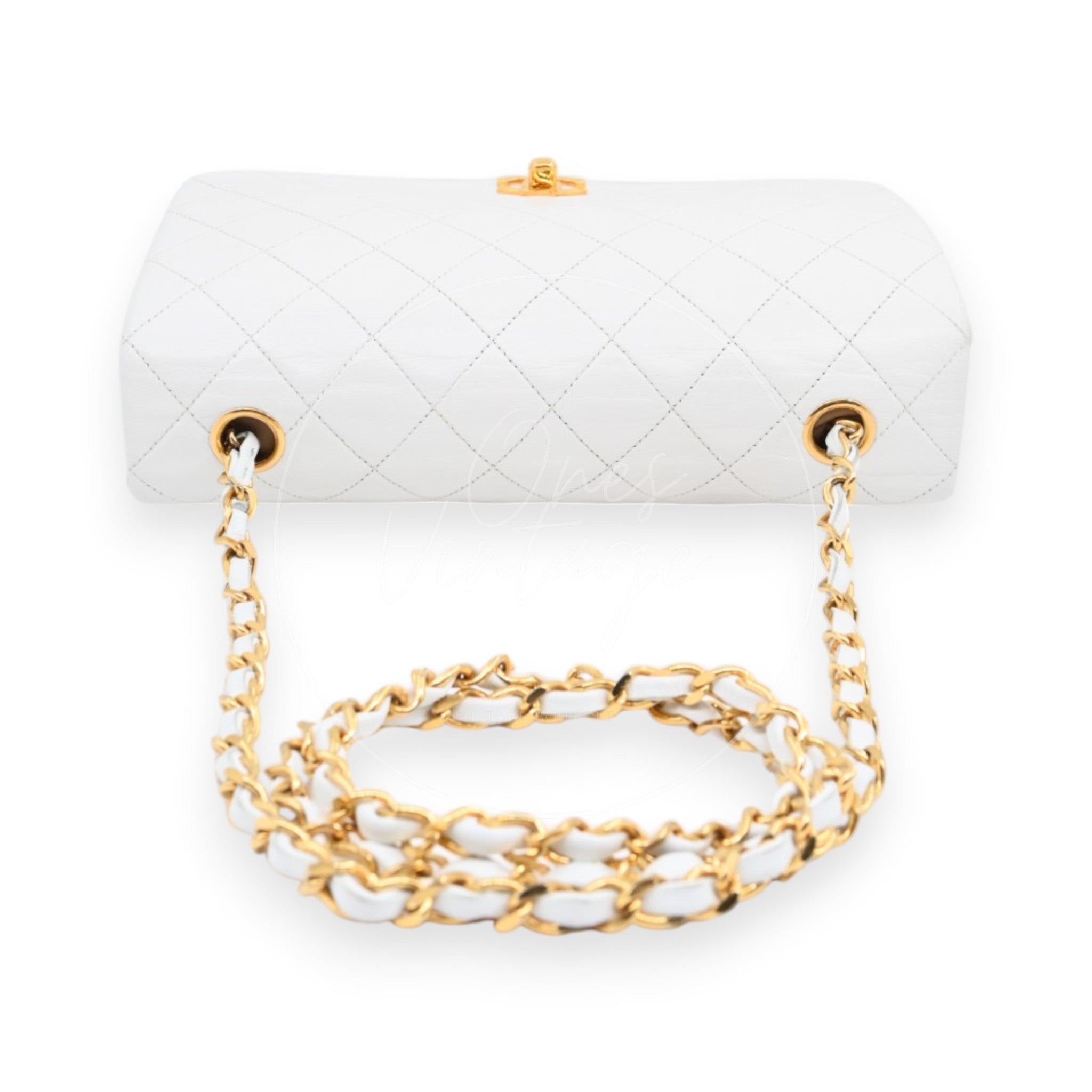 [Pre-owned] Chanel Quilted Classic White Full Flap Shoulder Bag Series 1