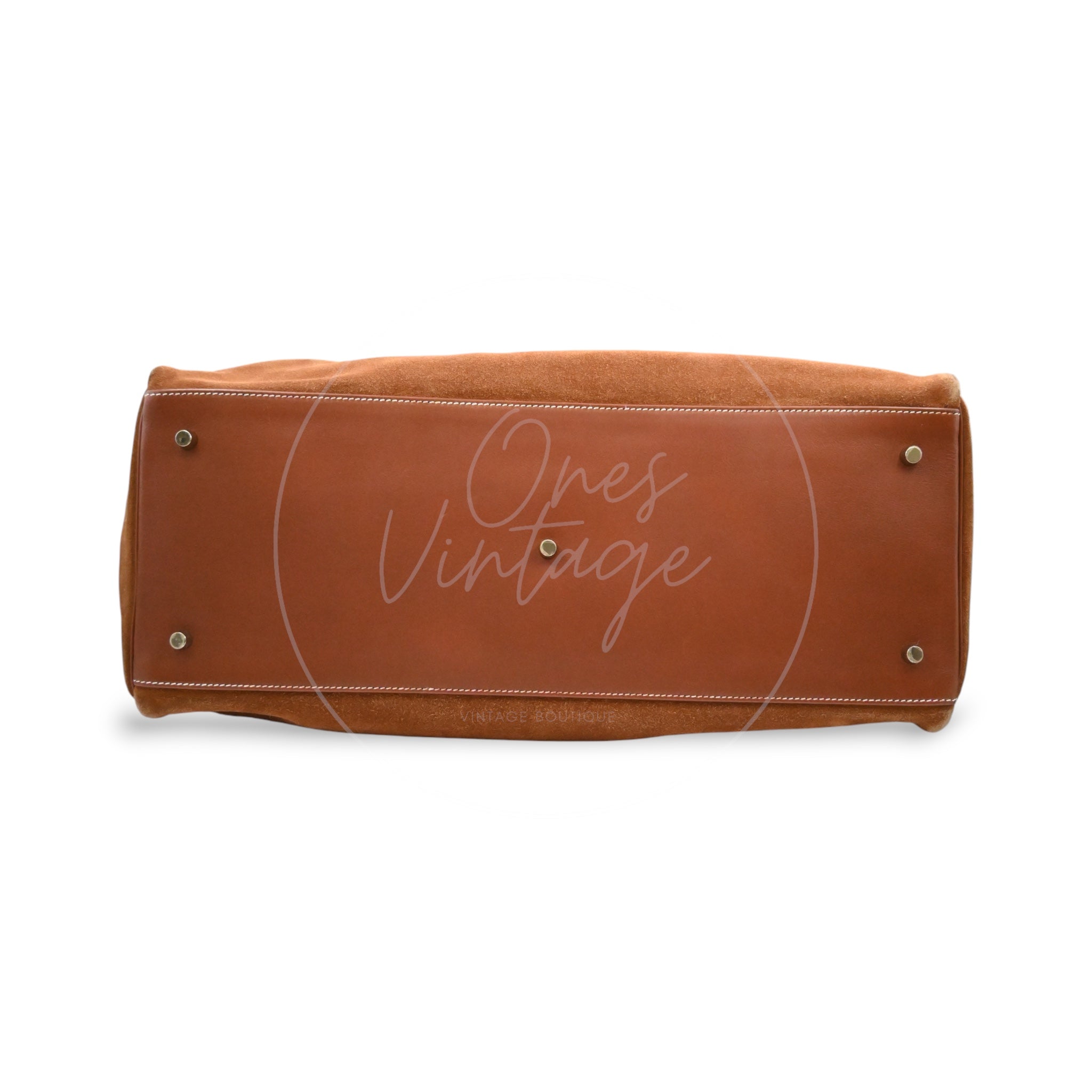 [Pre-owned] Hermes Kelly Relax 50 Brown Suede Handbag