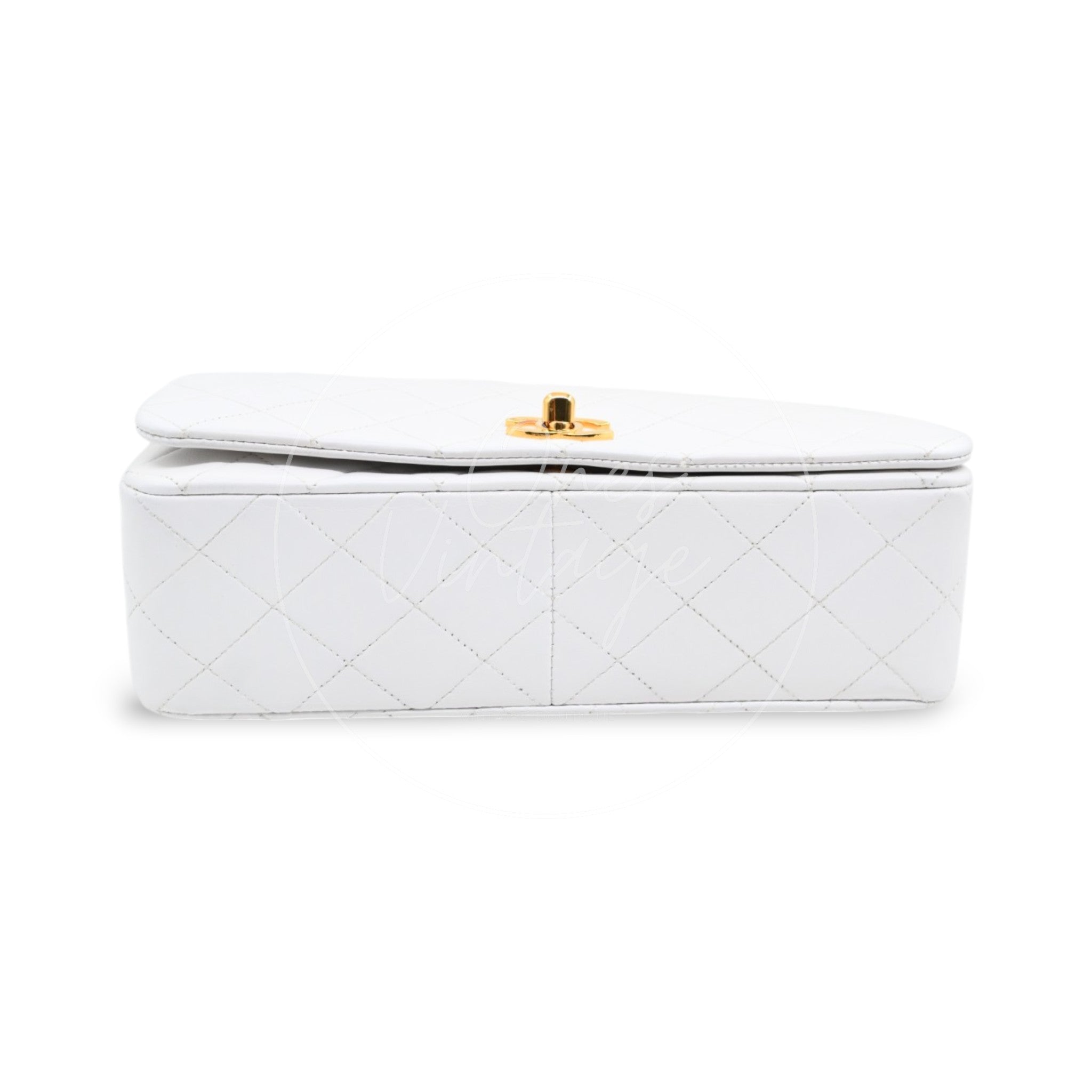 [Pre-owned] Chanel Quilted Classic White Full Flap Shoulder Bag Series 1